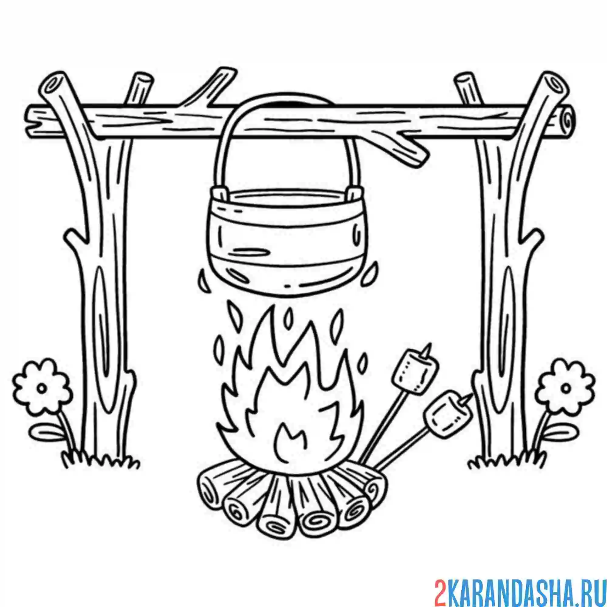 Раскраска туристическая посуда уха