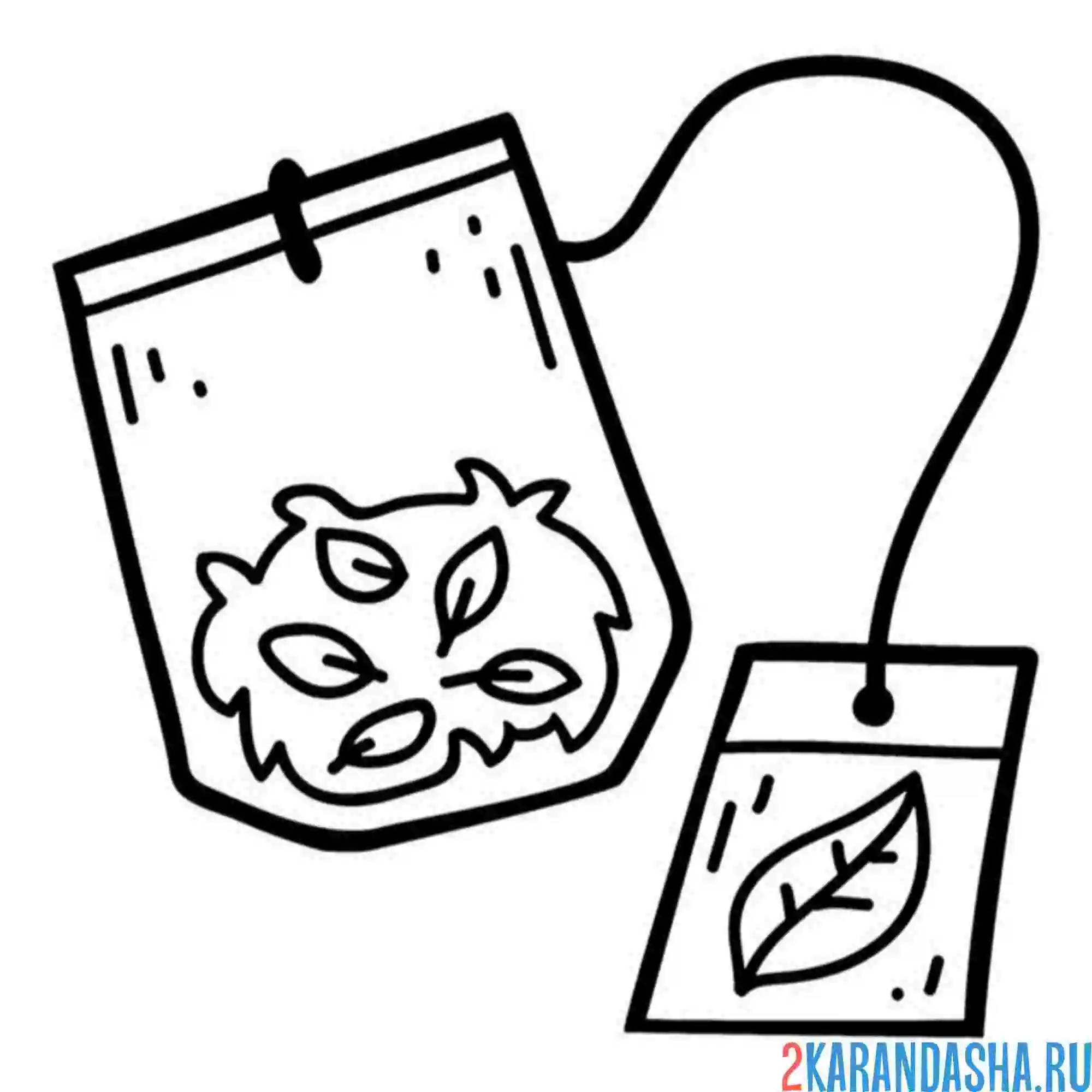 Раскраска чайный пакетик еда