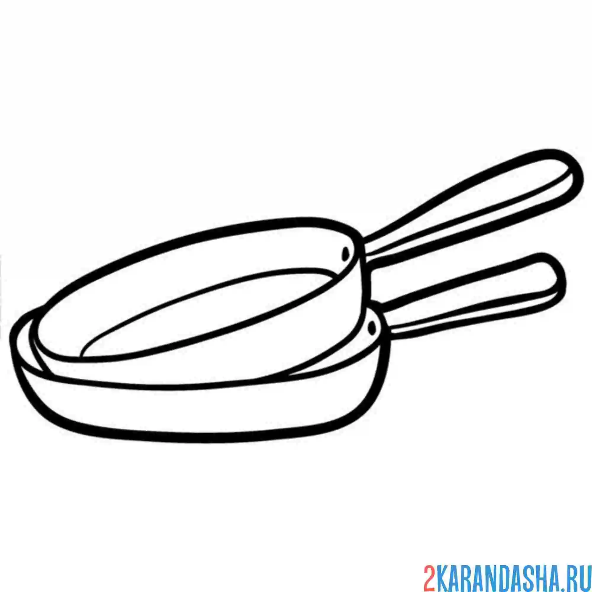 Раскраска две сковороды посуда