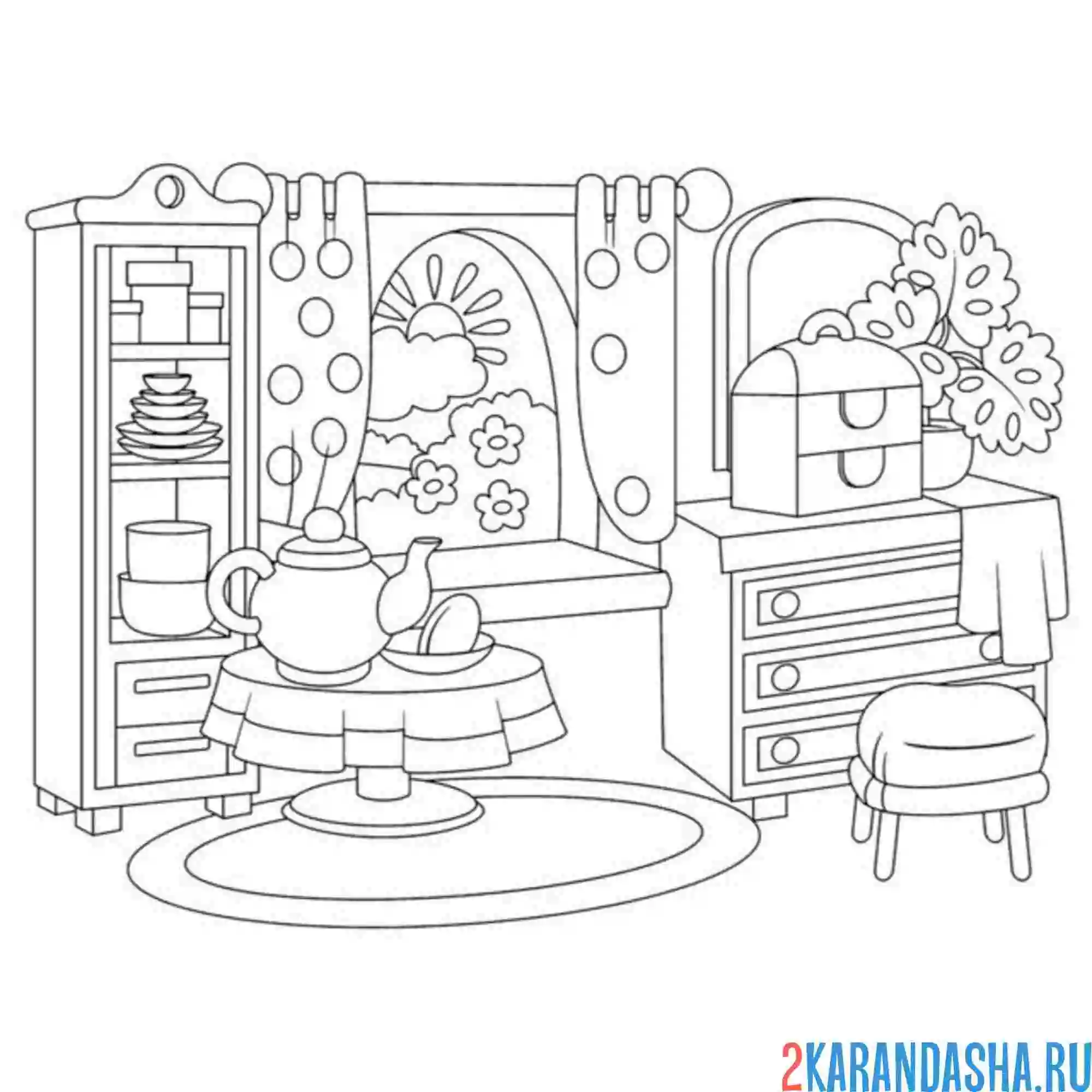 Раскраска посуда на кухне