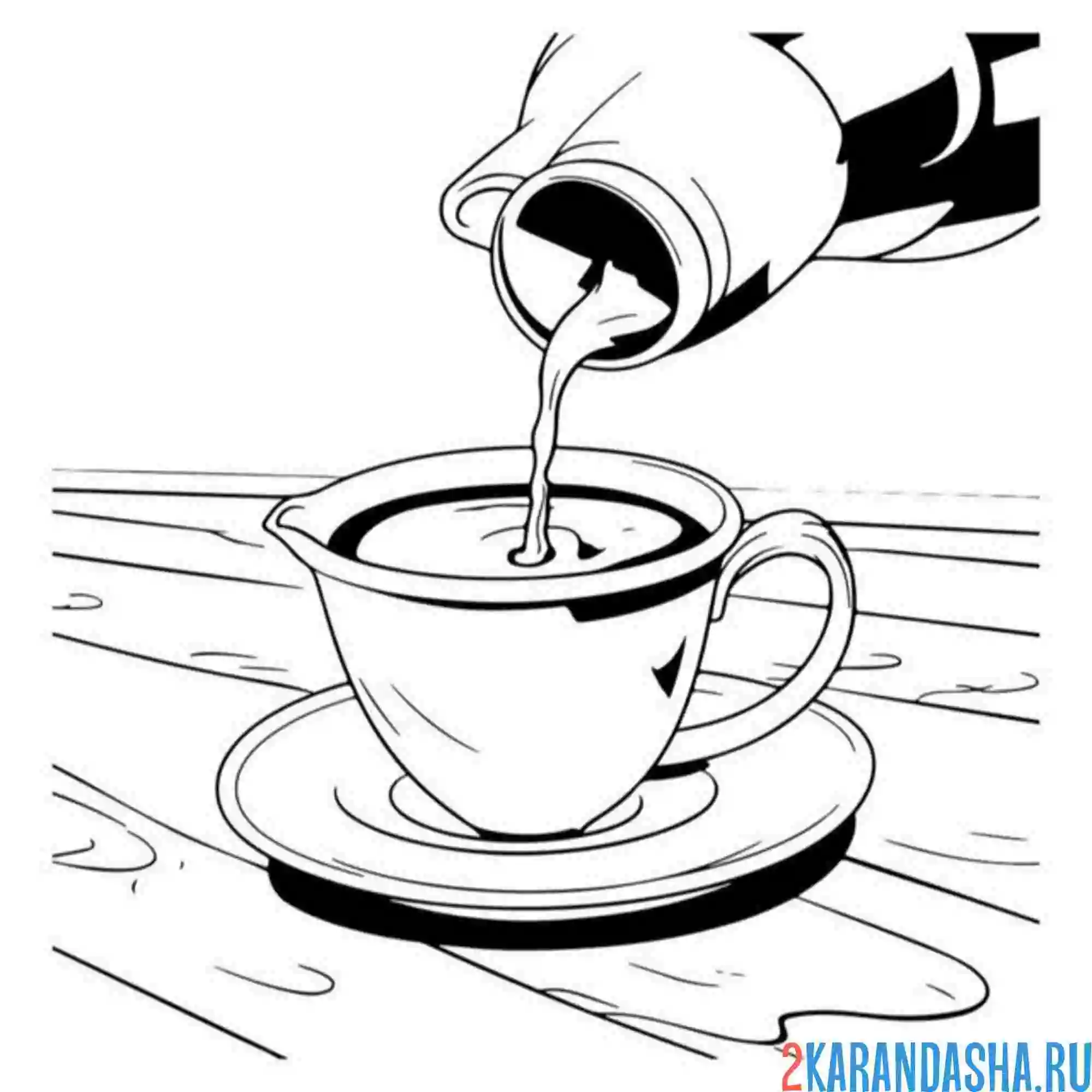Раскраска наливать чай из термоса