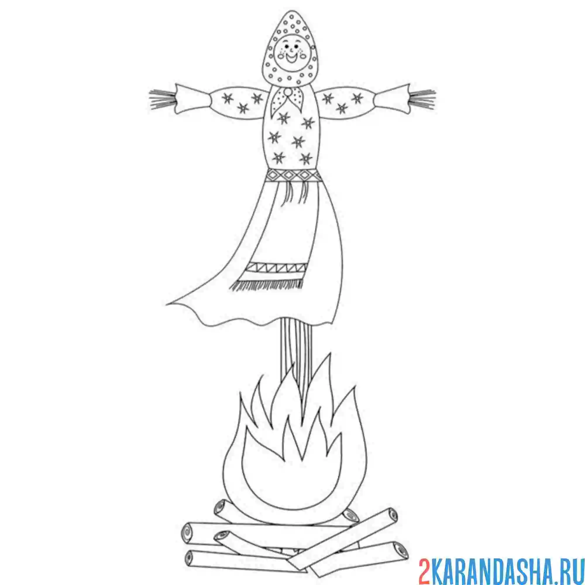 Раскраска чучело на масленица