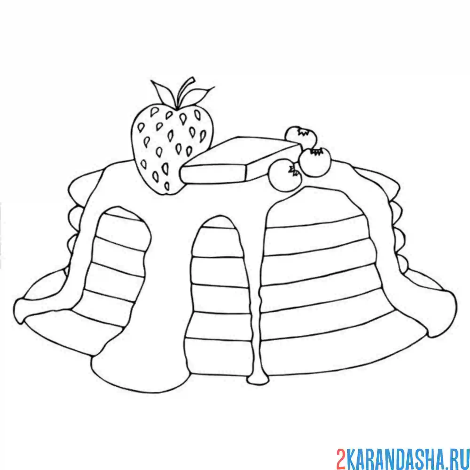 Раскраска стопка блины масленица