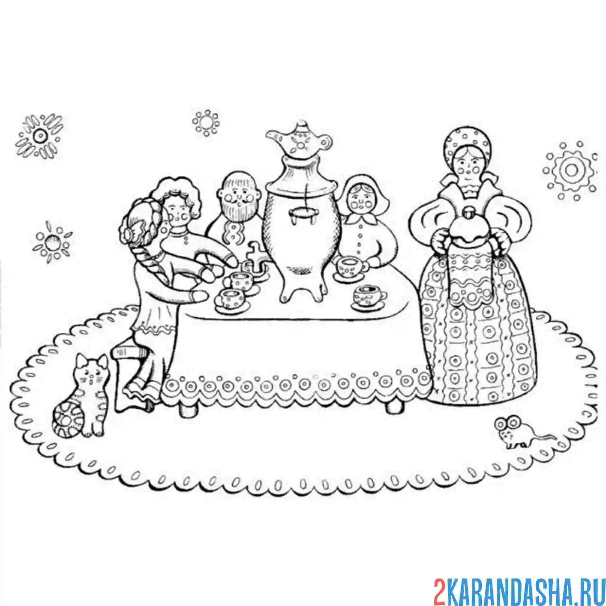 Раскраска дымковская игрушка масленица