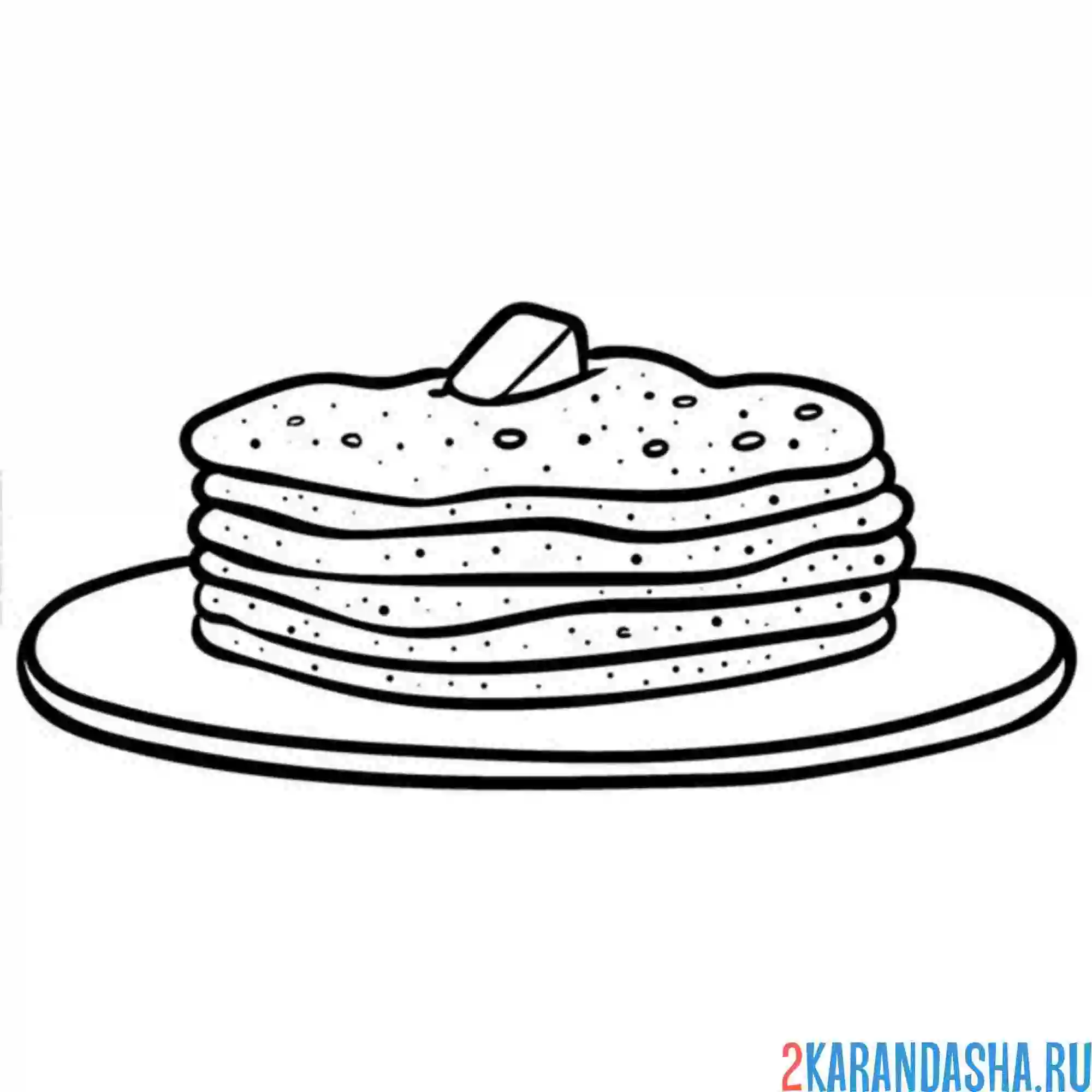 Раскраска блины на тарелке масленица