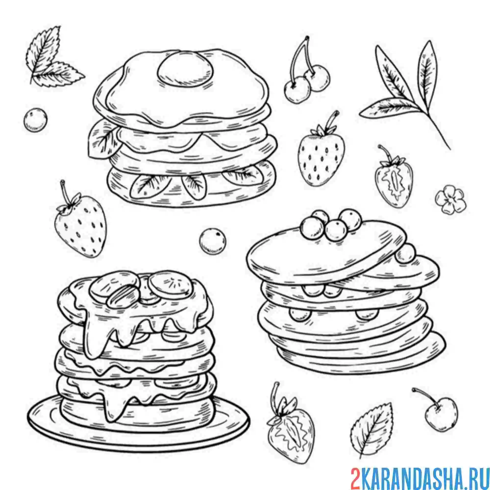 Раскраска блины красивые масленица