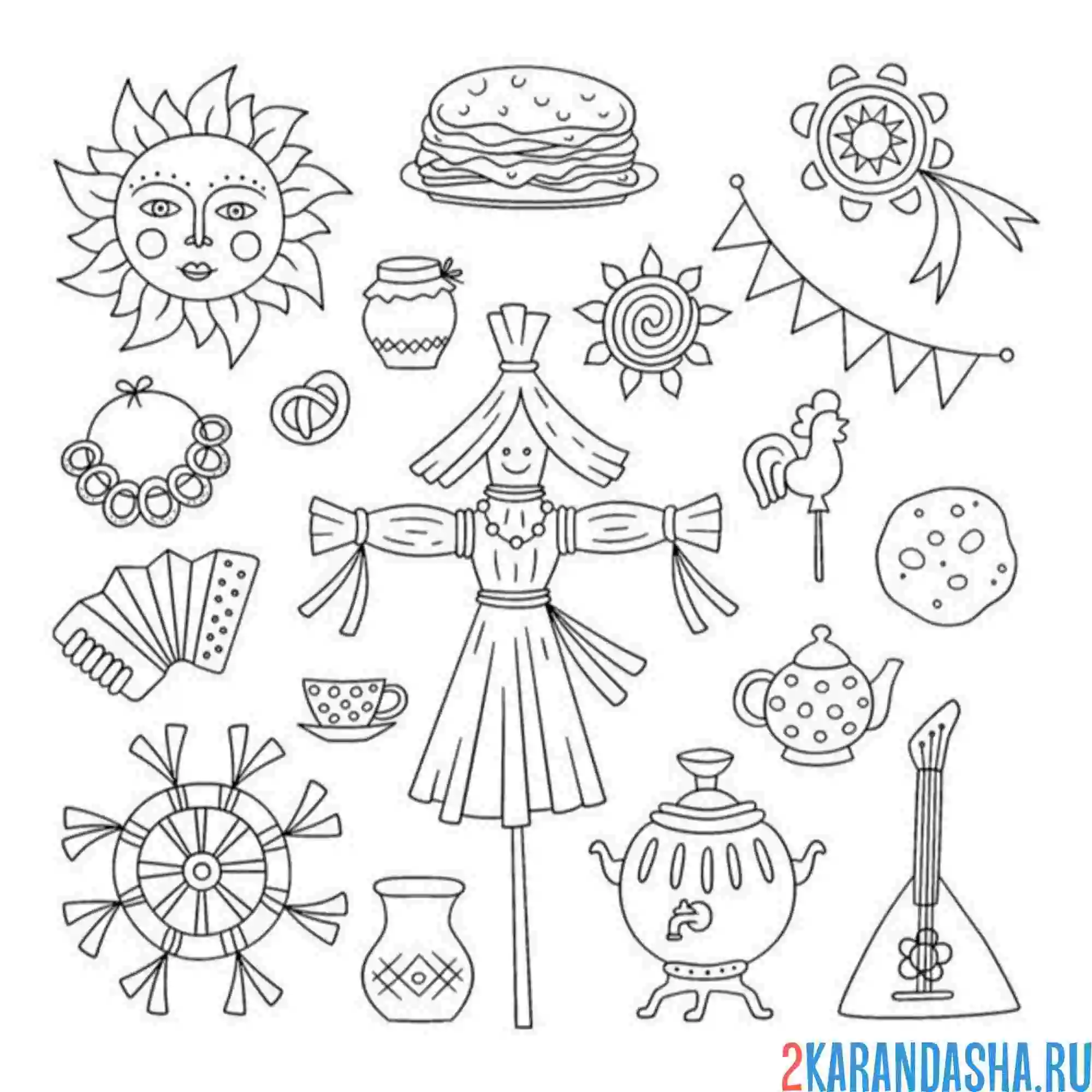 Раскраска масленица с чучелом