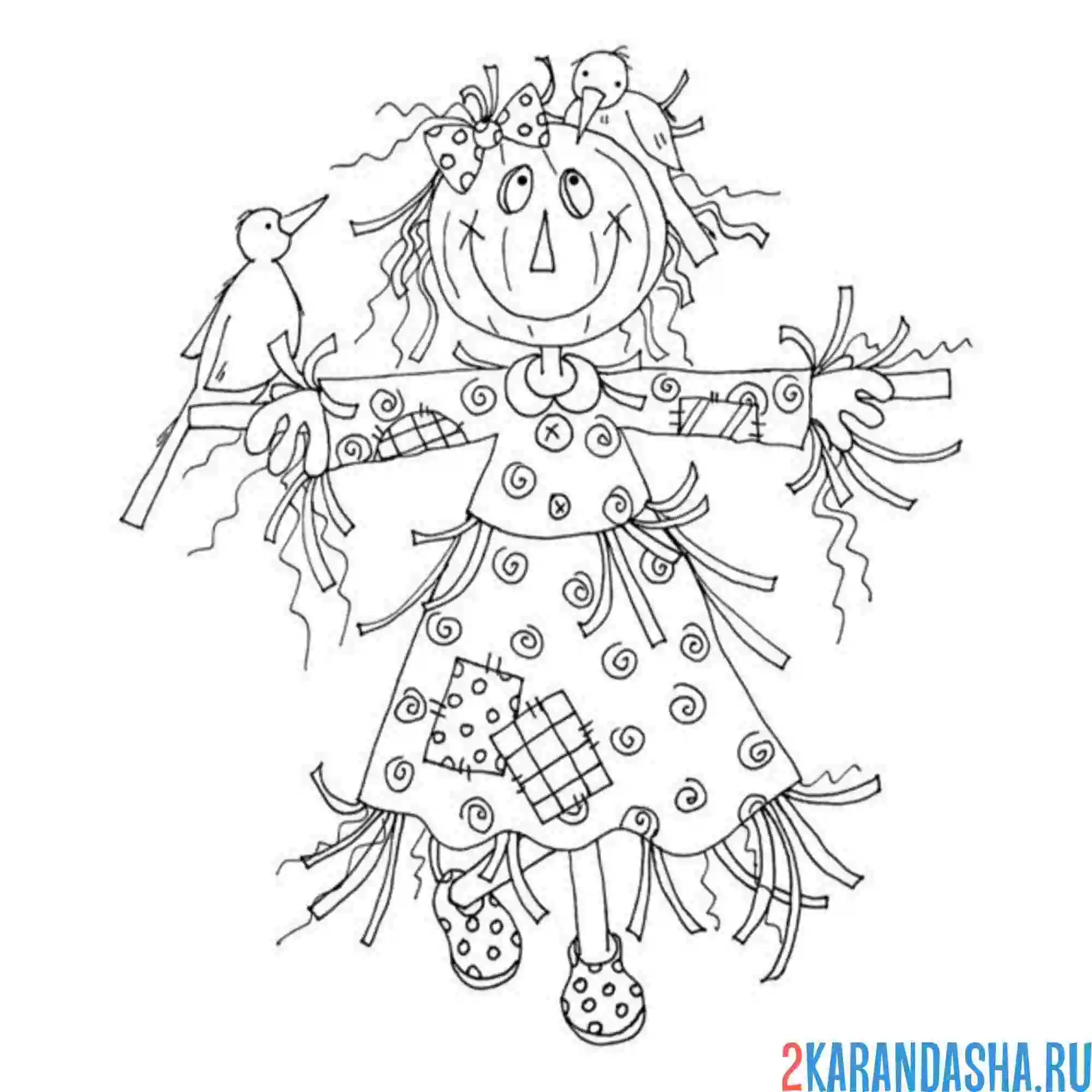 Раскраска чучело милое на масленицу