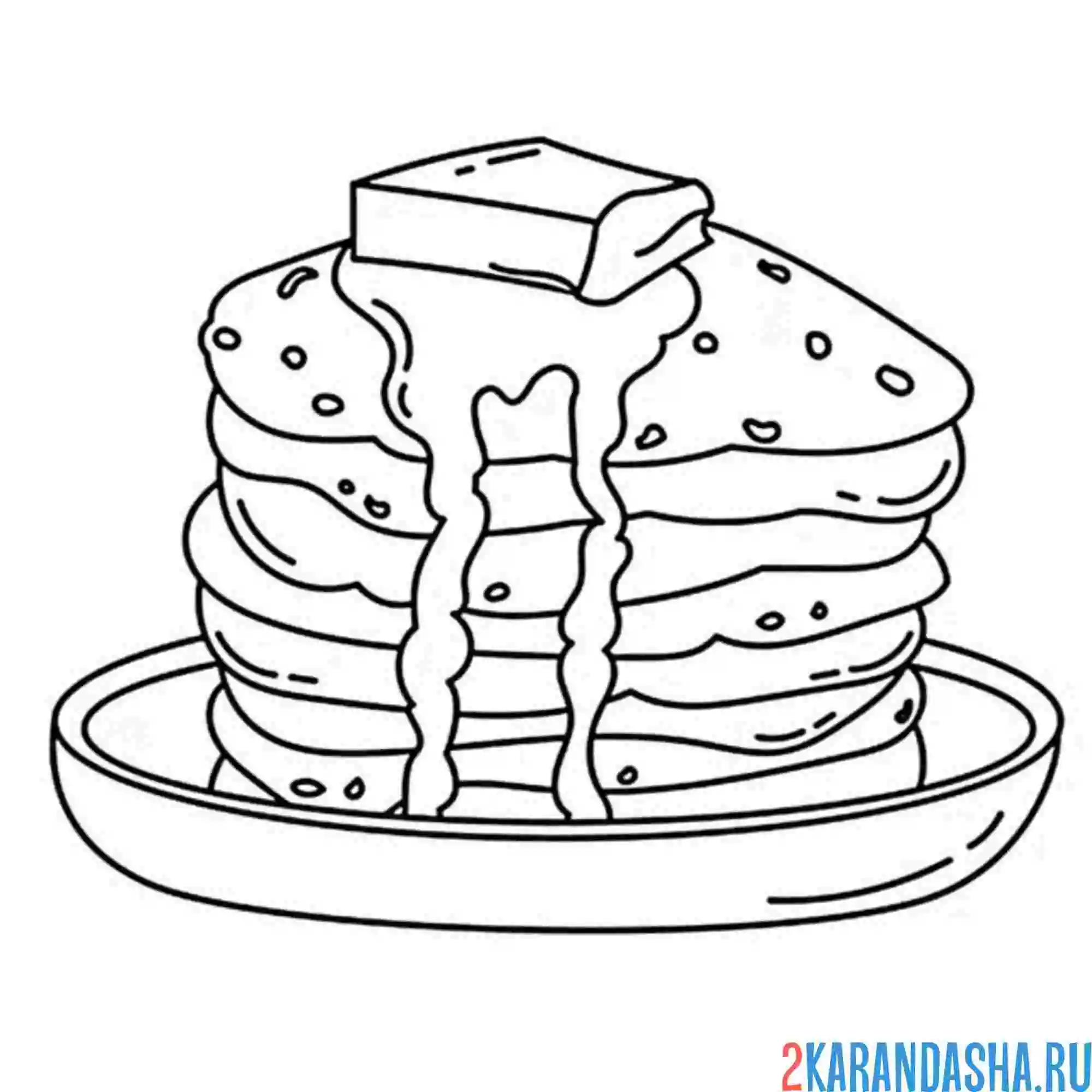 Раскраска блины с маслом масленица