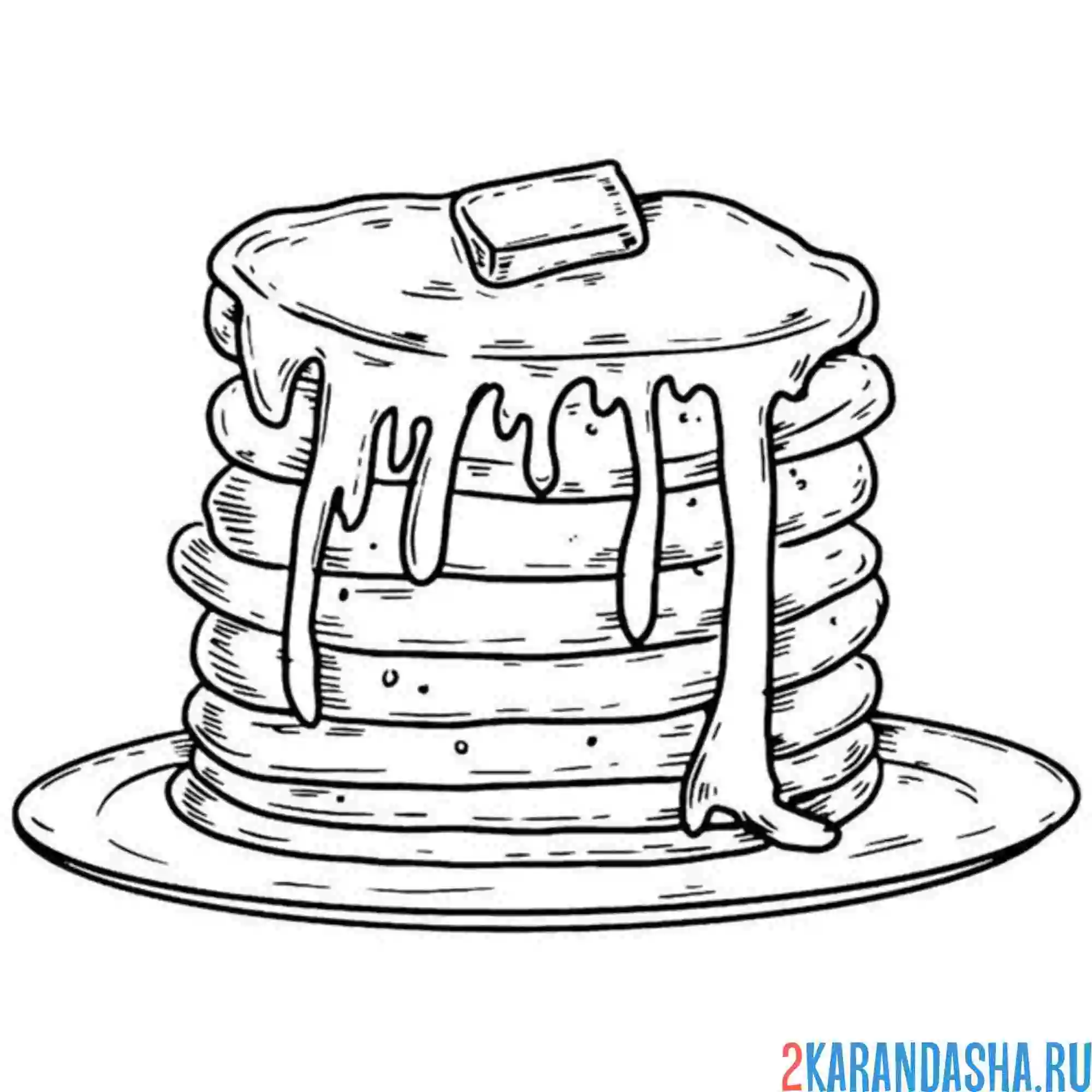 Раскраска блины с медом масленица