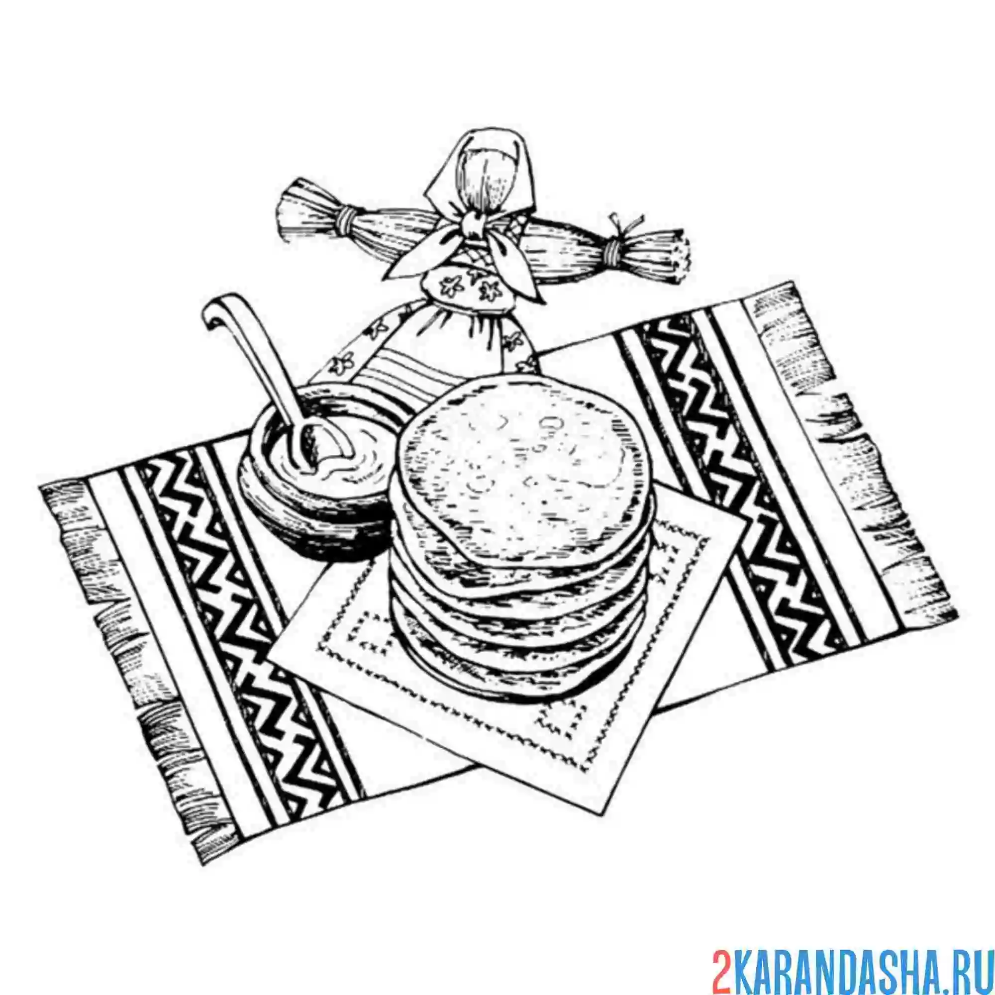 Раскраска набор масленица блины и чучело