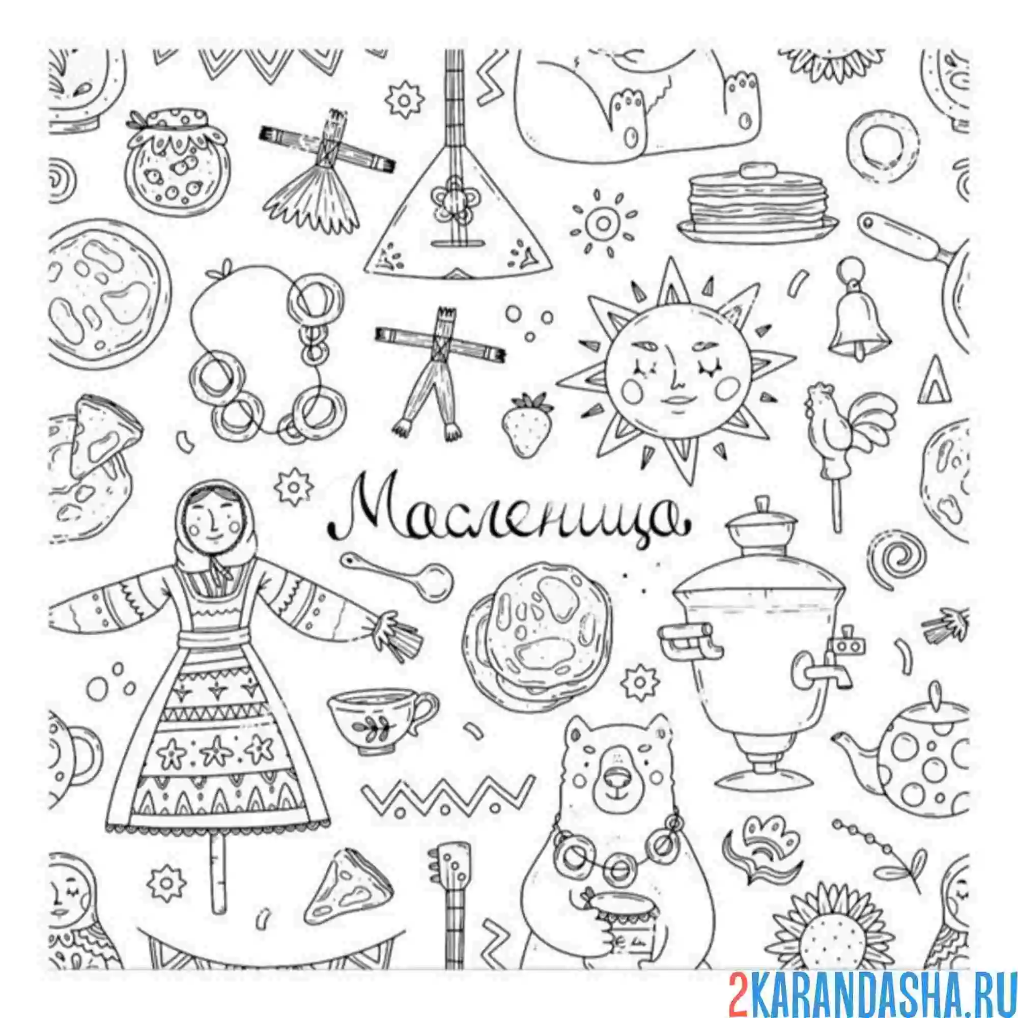 Раскраска масленица картинки