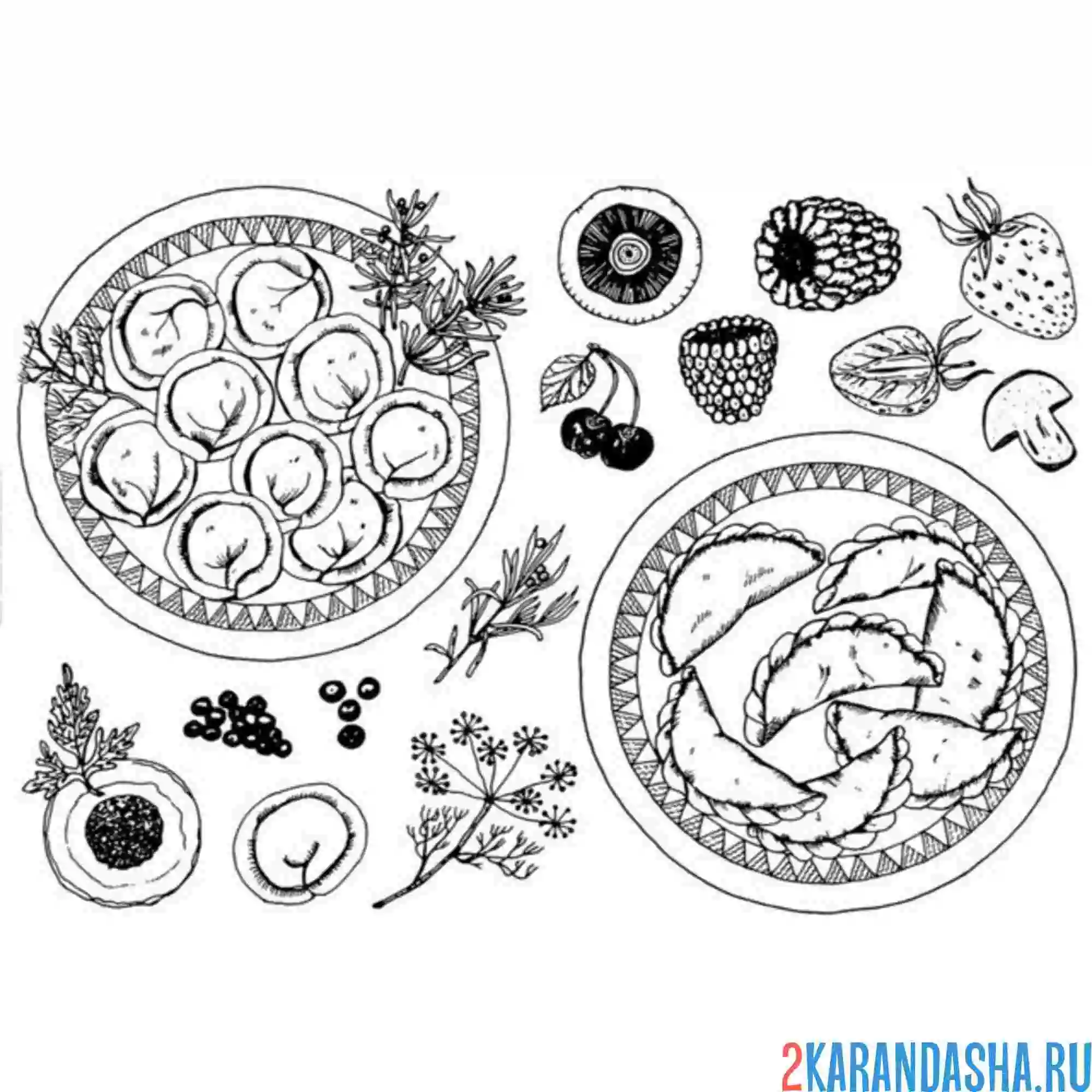 Раскраска русская традиционная еда