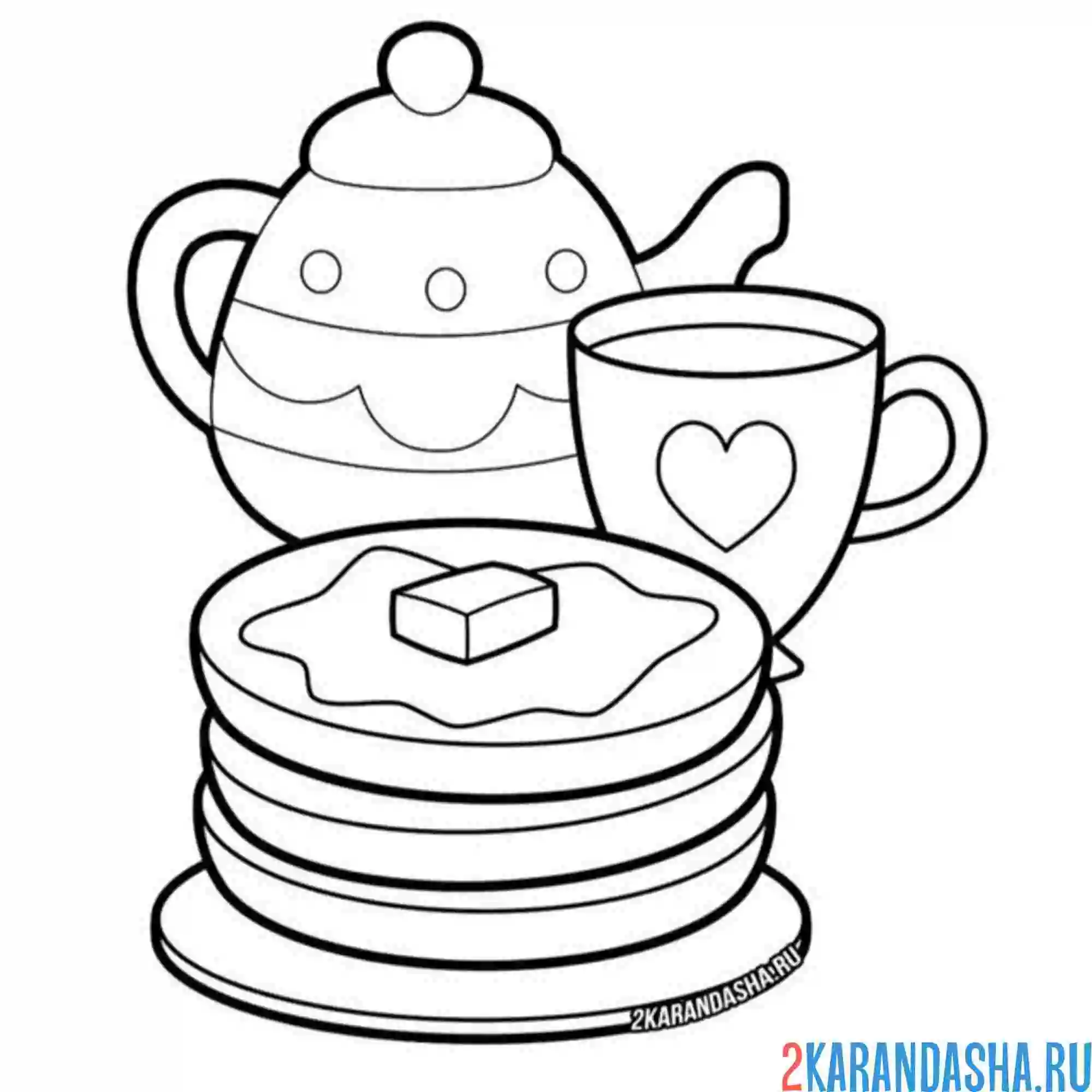 Раскраска масленица блины чай