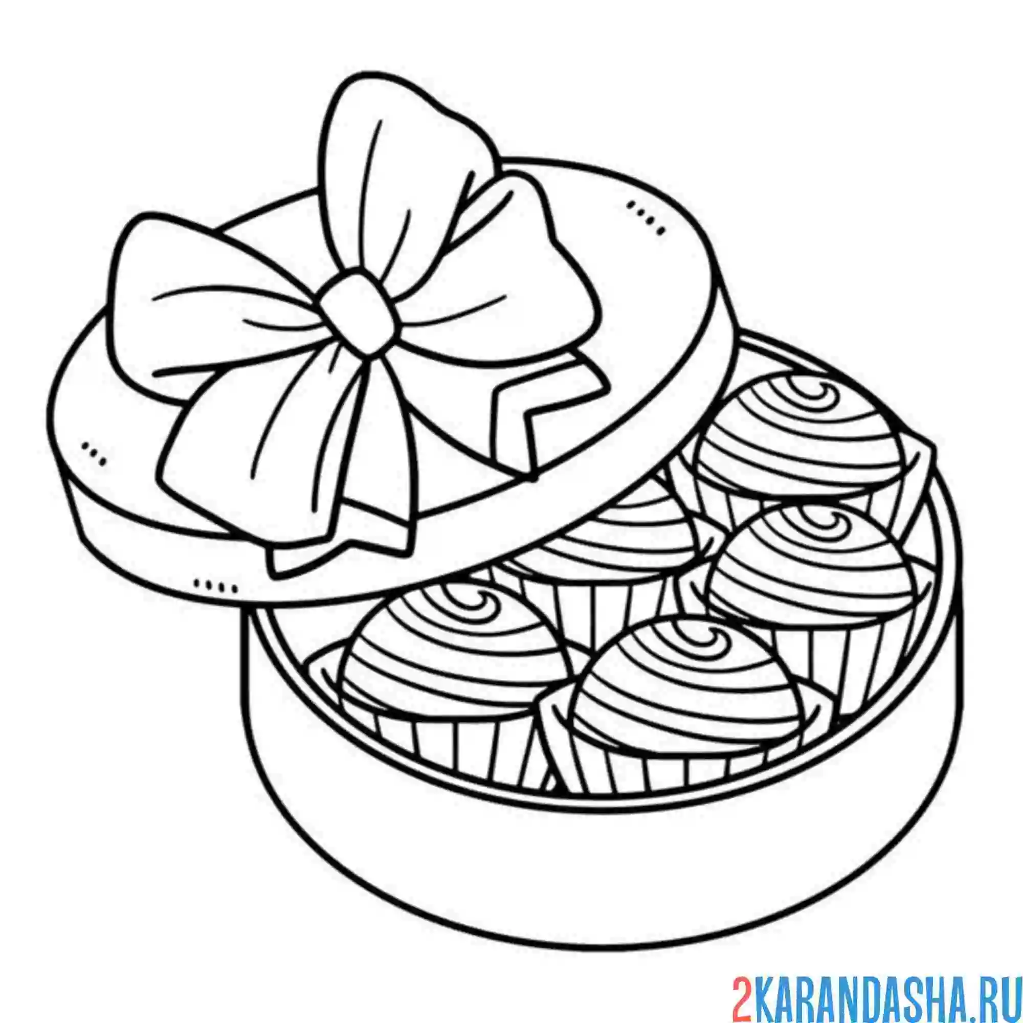 Раскраска коробка с конфетами