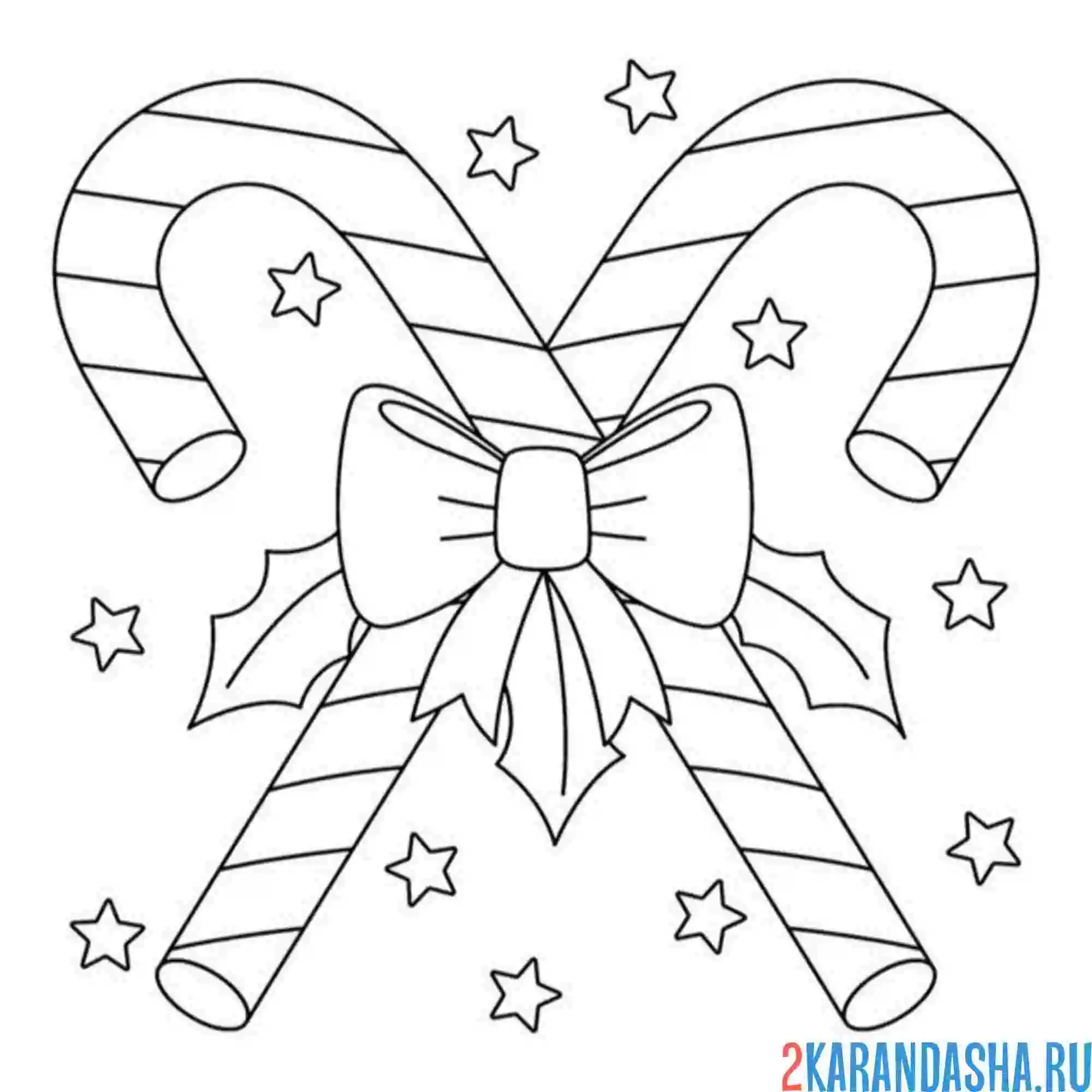 Раскраска новогодние палочки леденцы