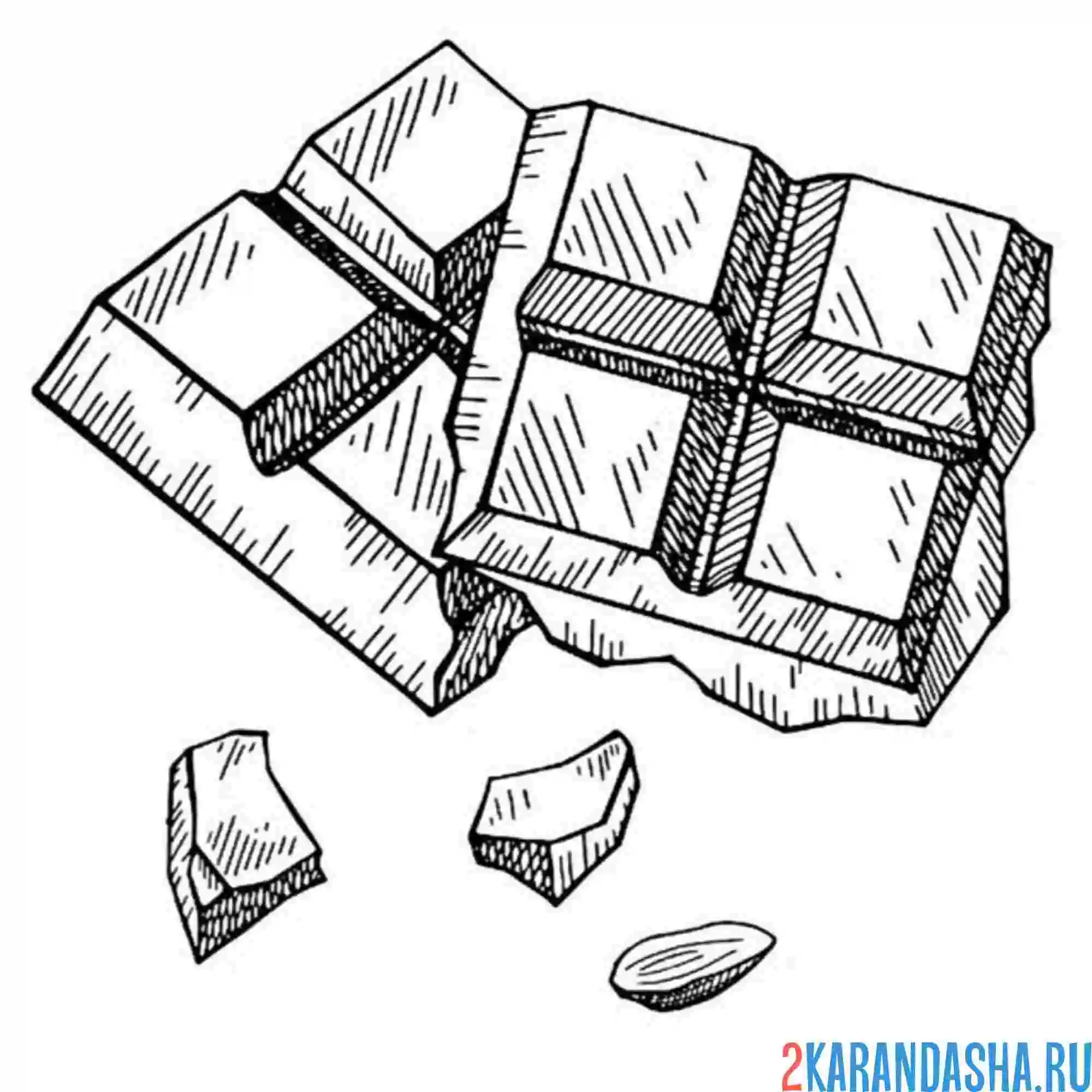 Раскраска кусочек шоколада