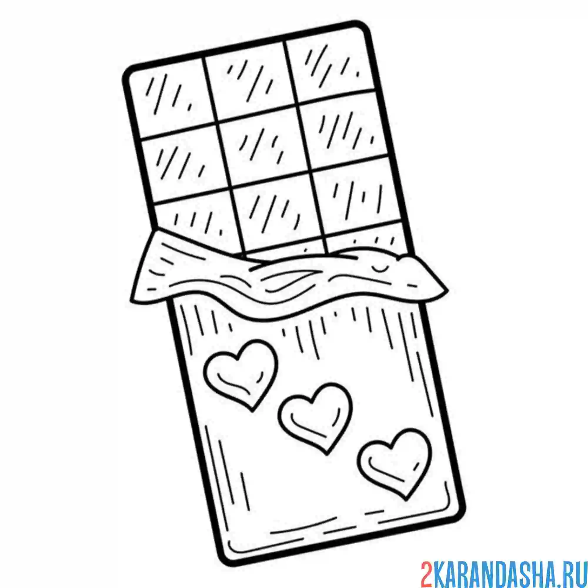 Раскраска шоколадка на 14 февраля