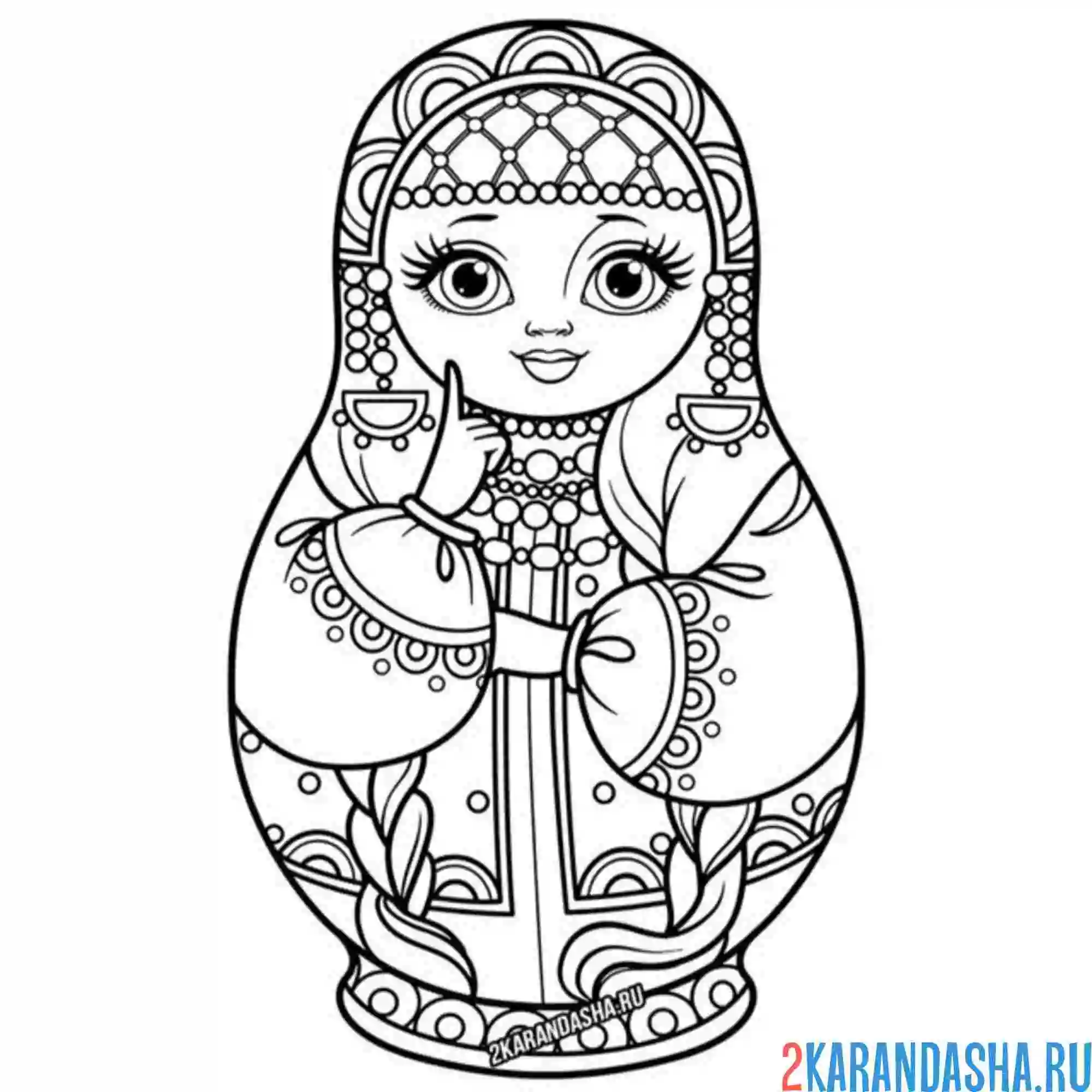 Раскраска русская матрешка танец