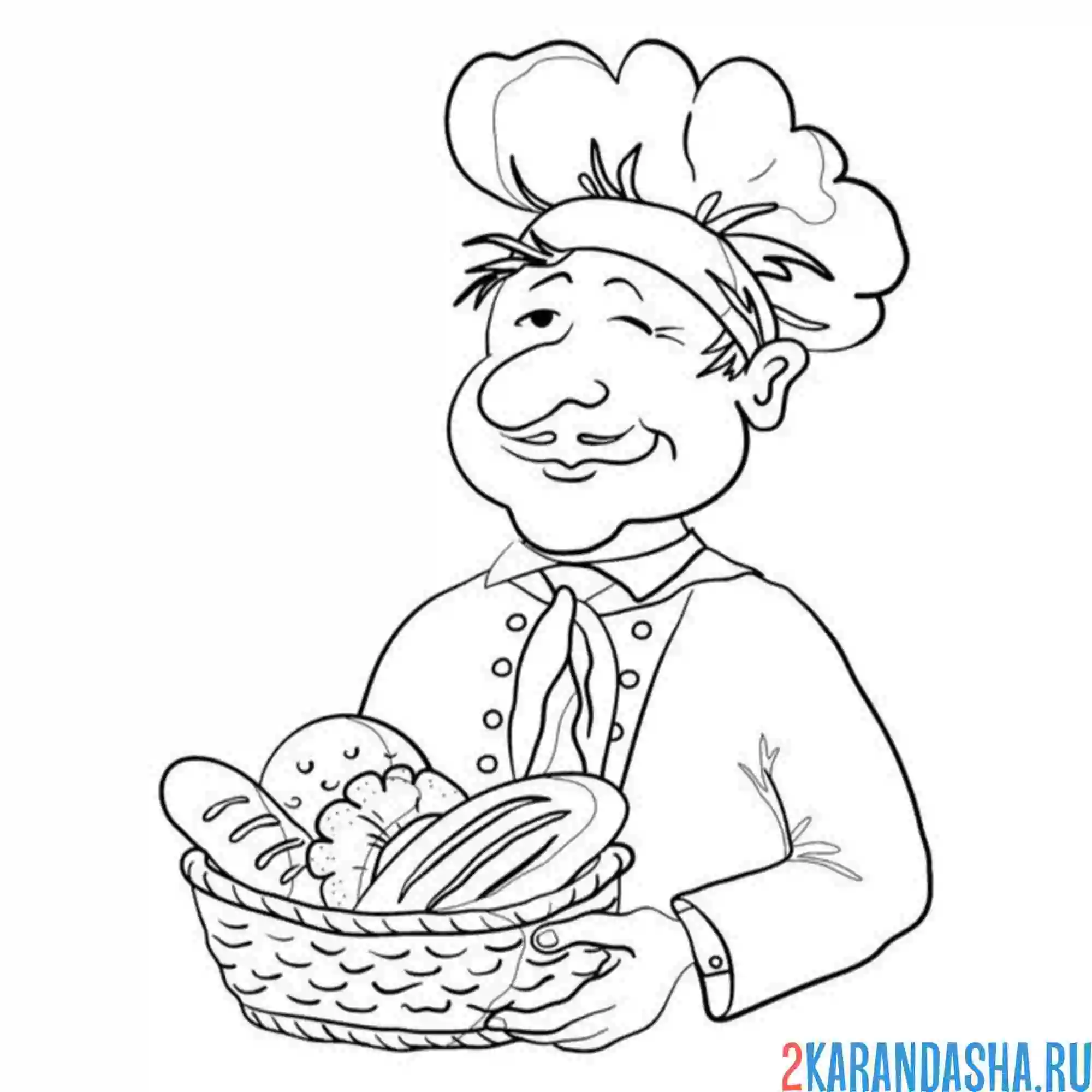 Раскраска пекарь и хлеб