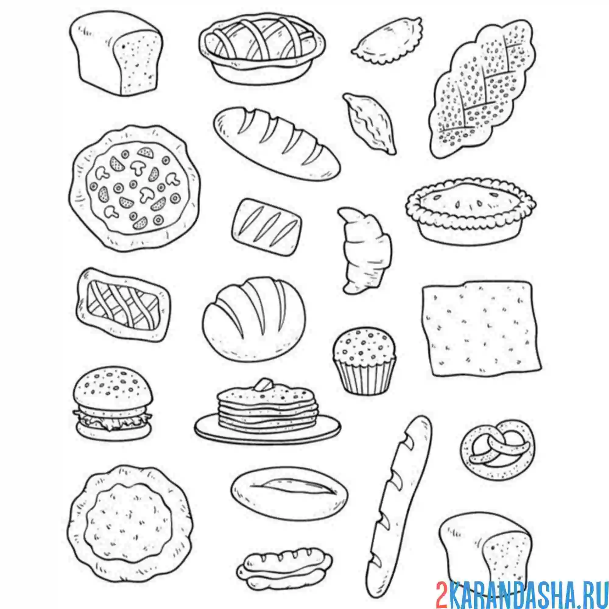 Раскраска разнообразие хлеба