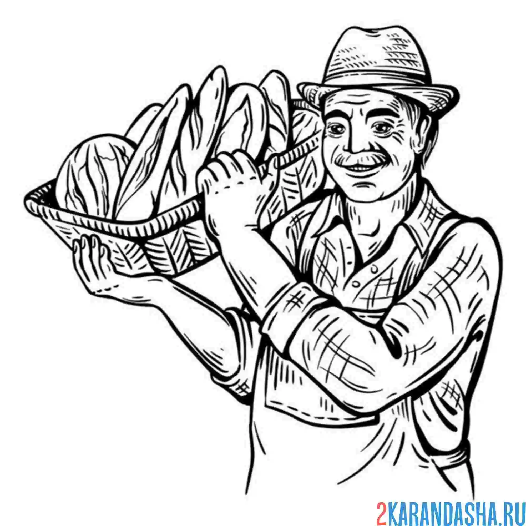 Раскраска продавец хлеба