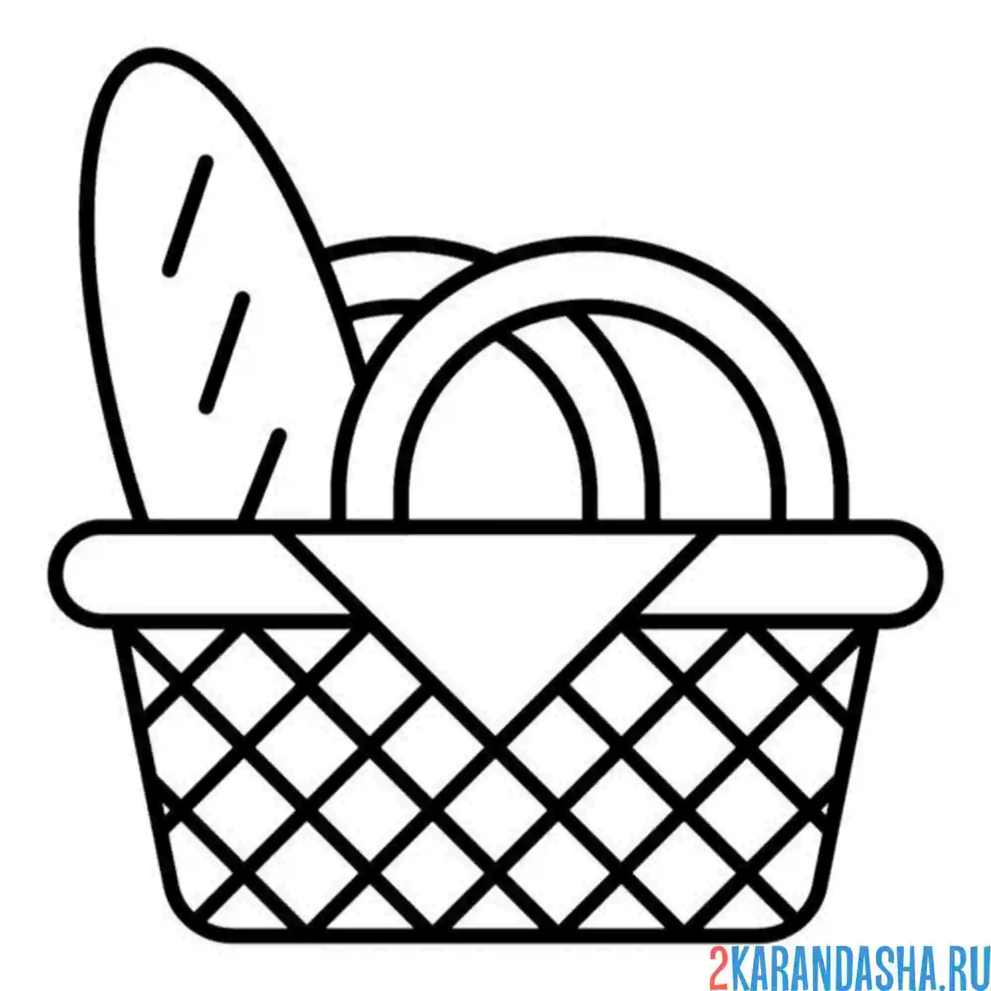Раскраска батон из корзинки