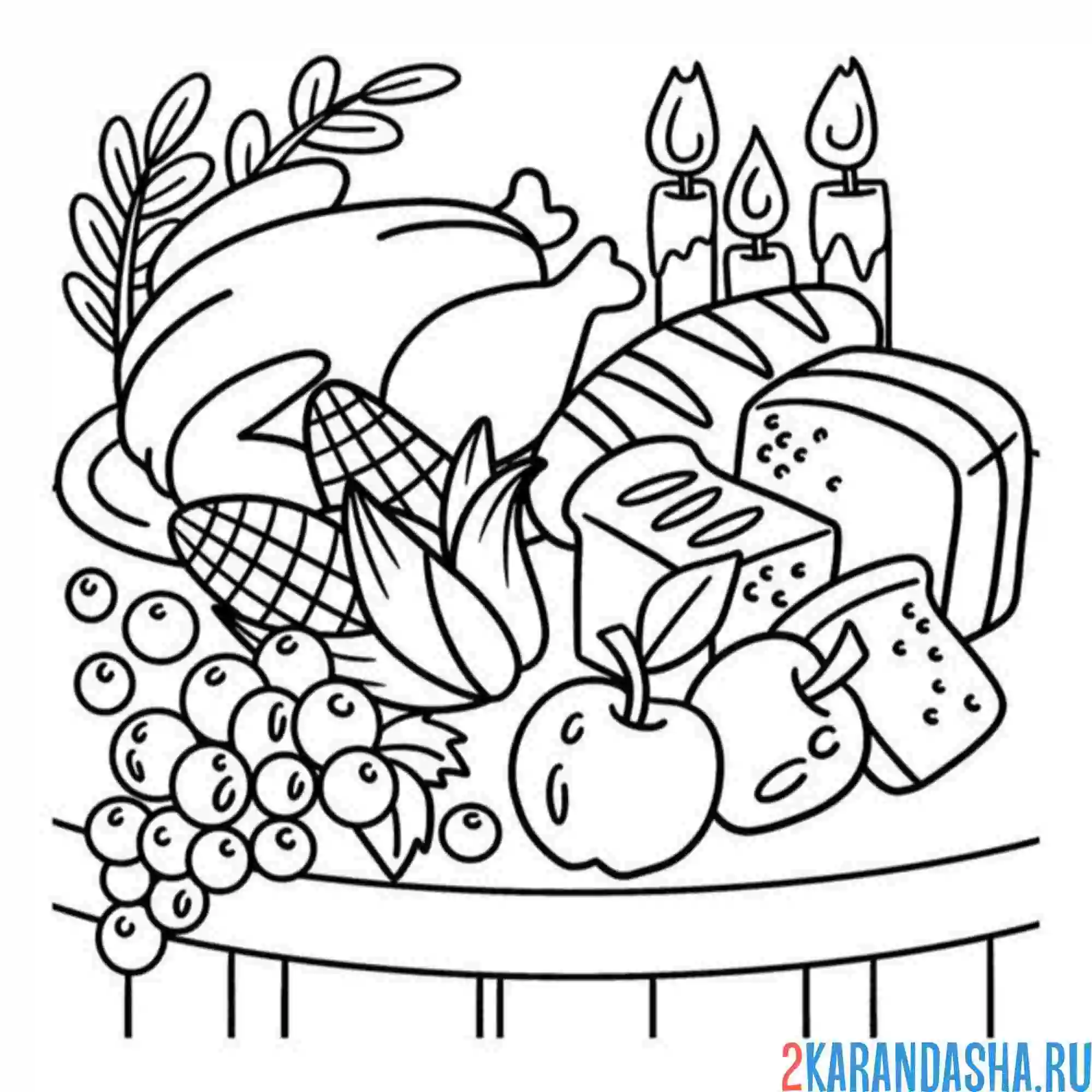 Раскраска еда и хлеб