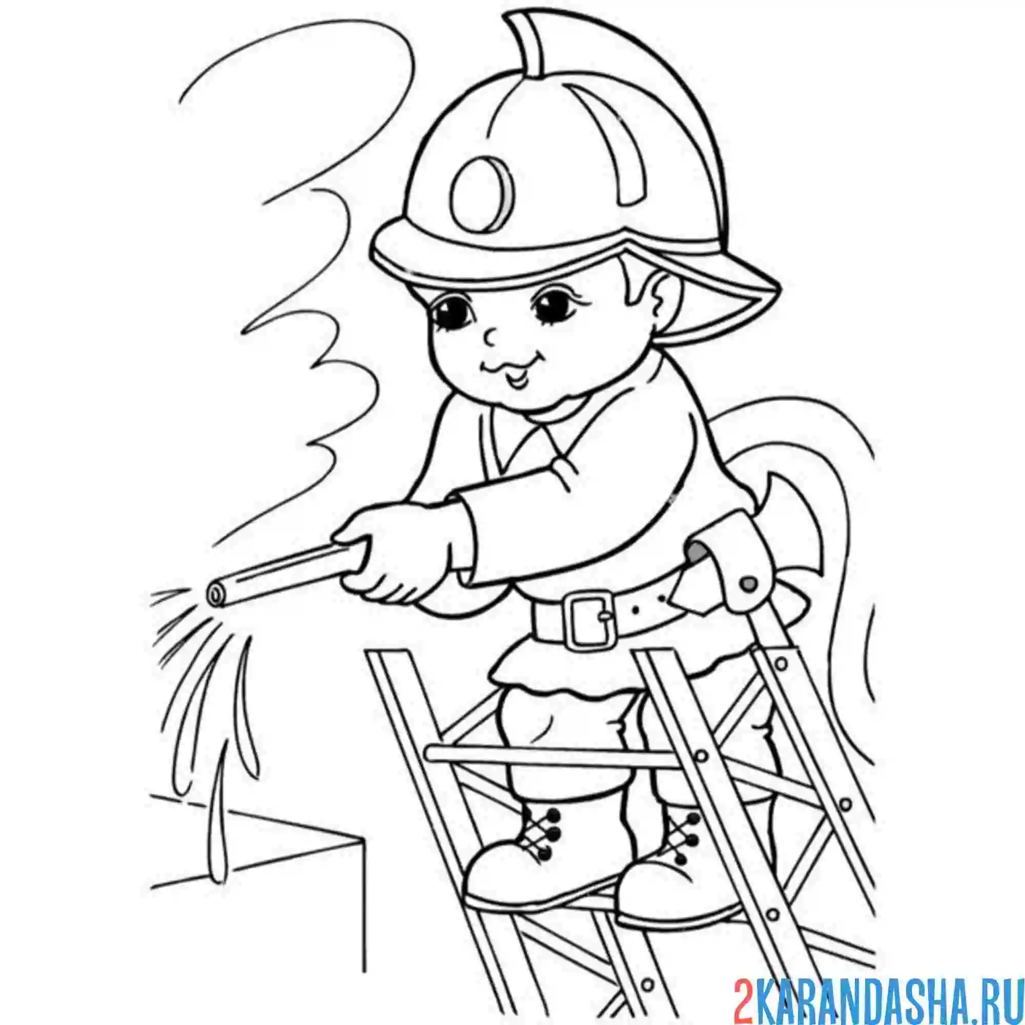 Раскраска профессия пожарный