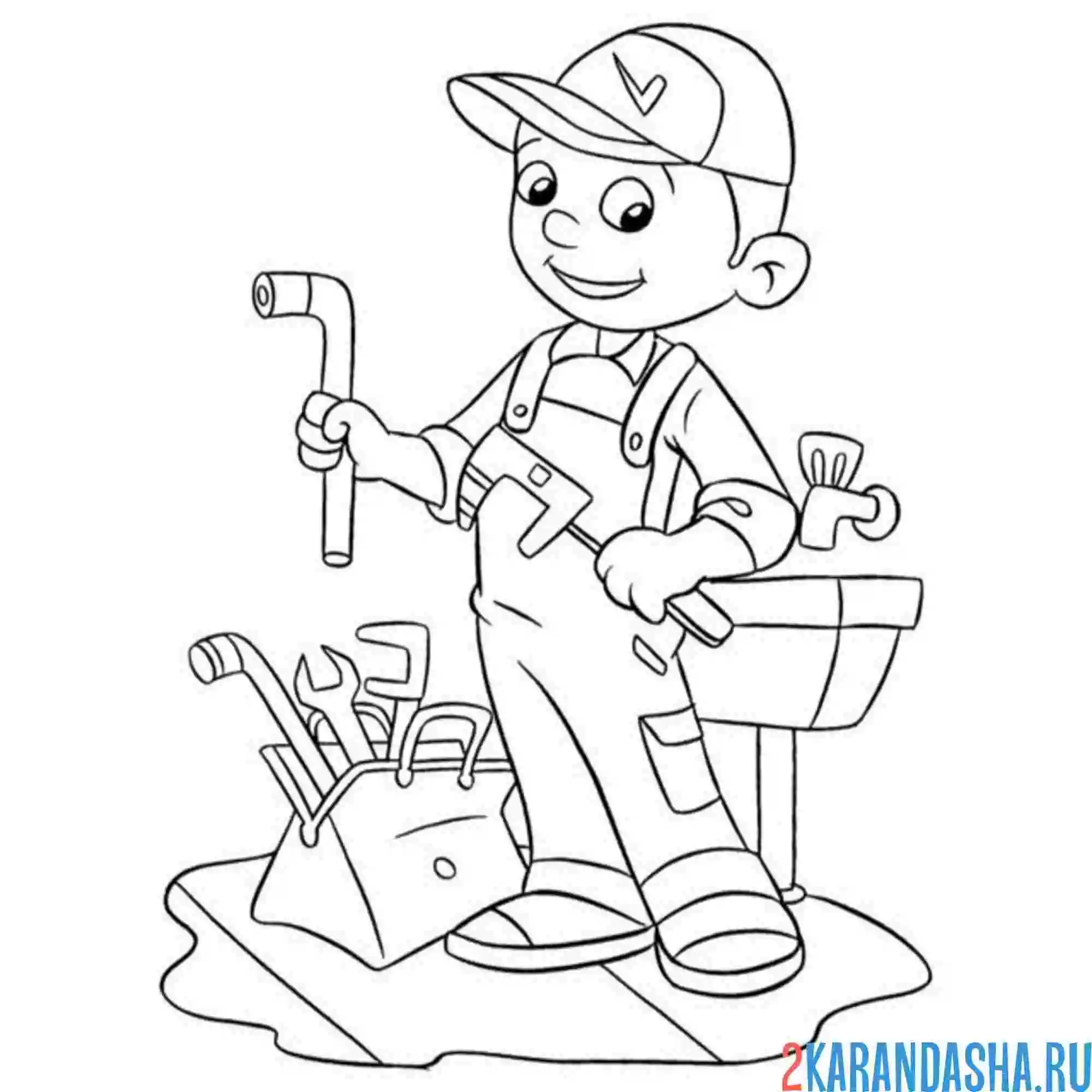 Раскраска профессия сантехник