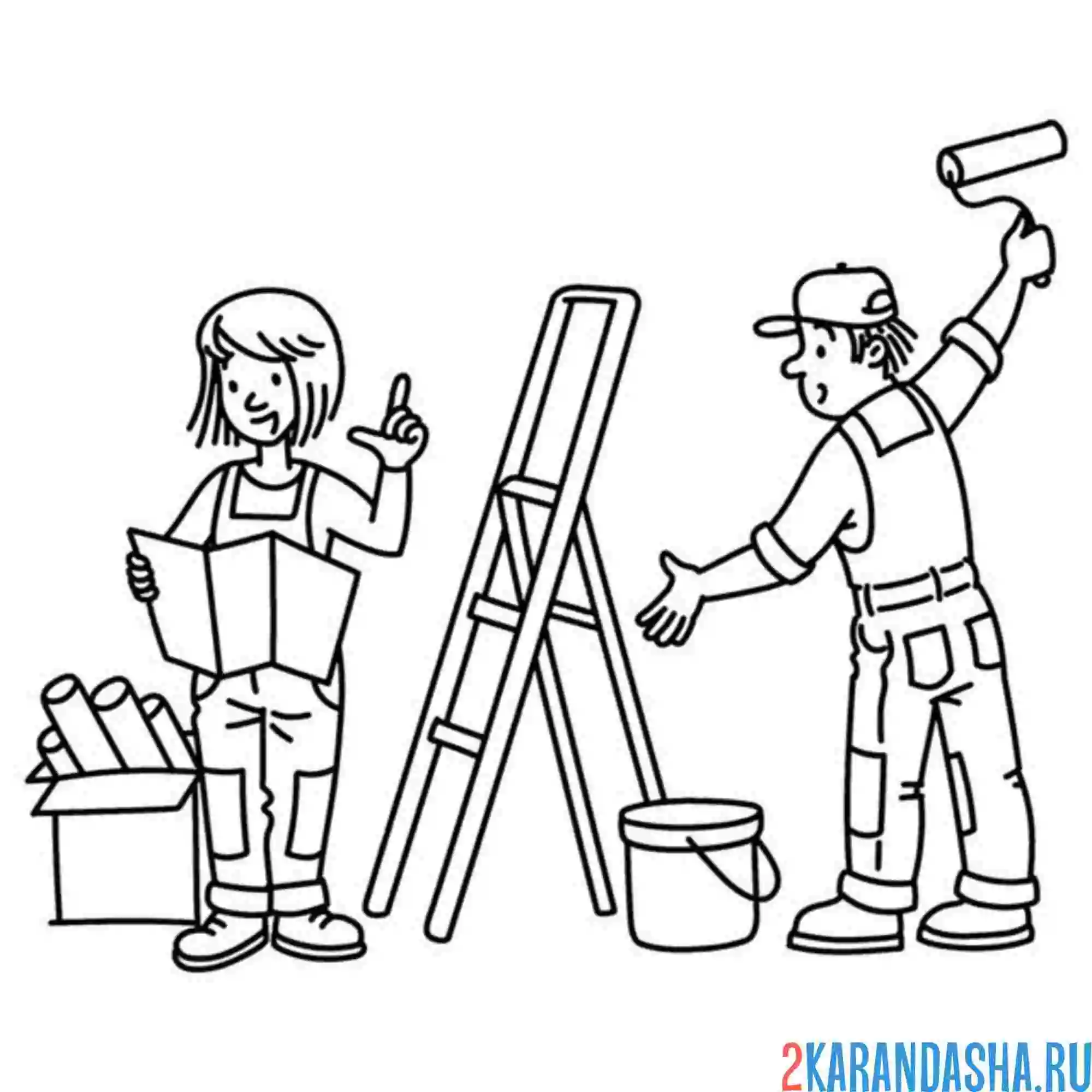 Раскраска профессия строительная бригада