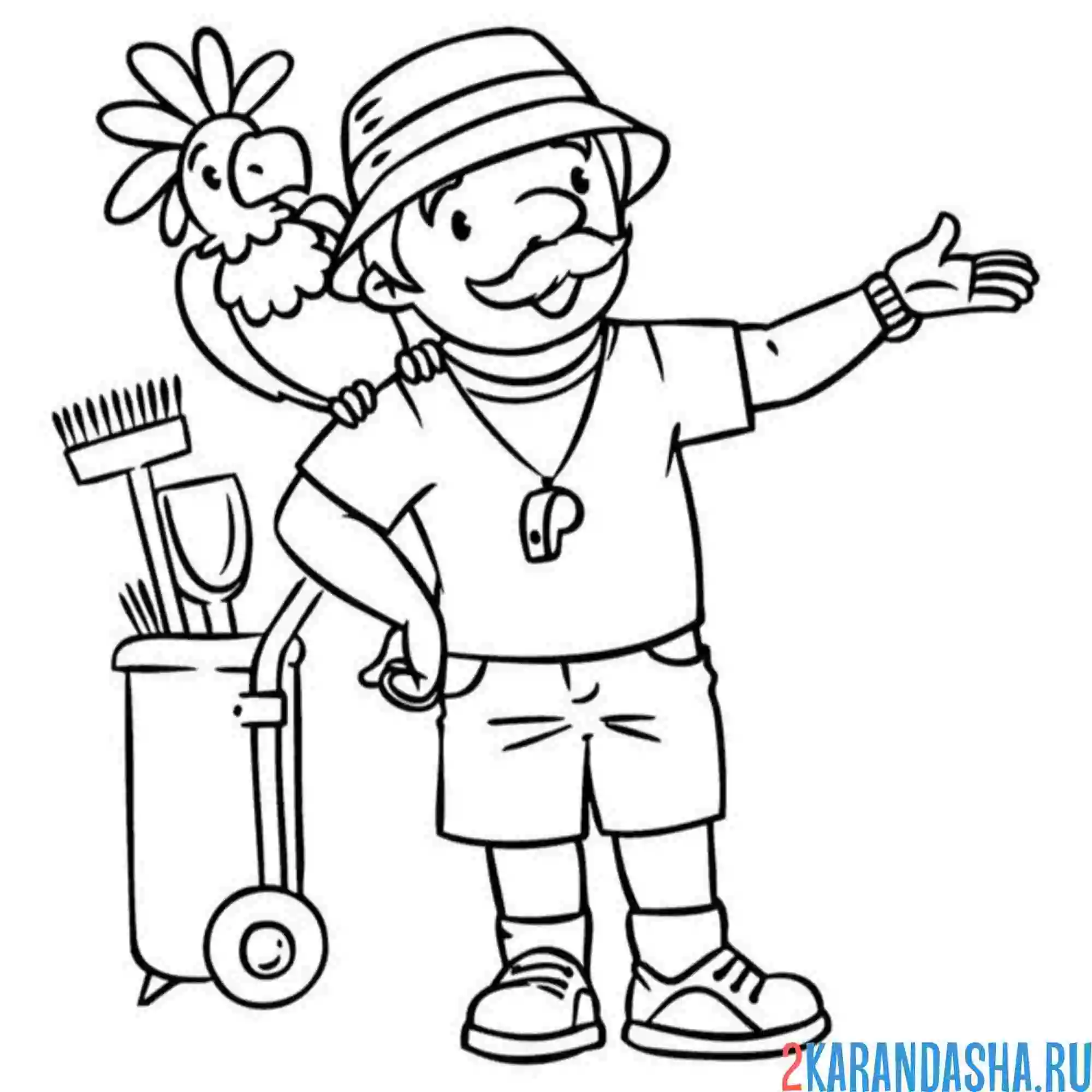 Раскраска профессия сотрудник зоопарка