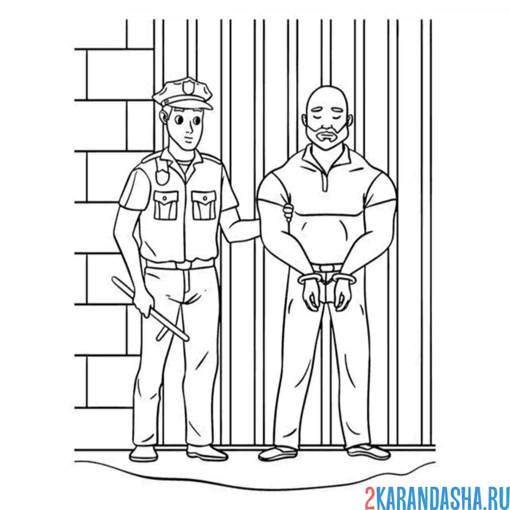 Раскраска профессия полицейский и преступник