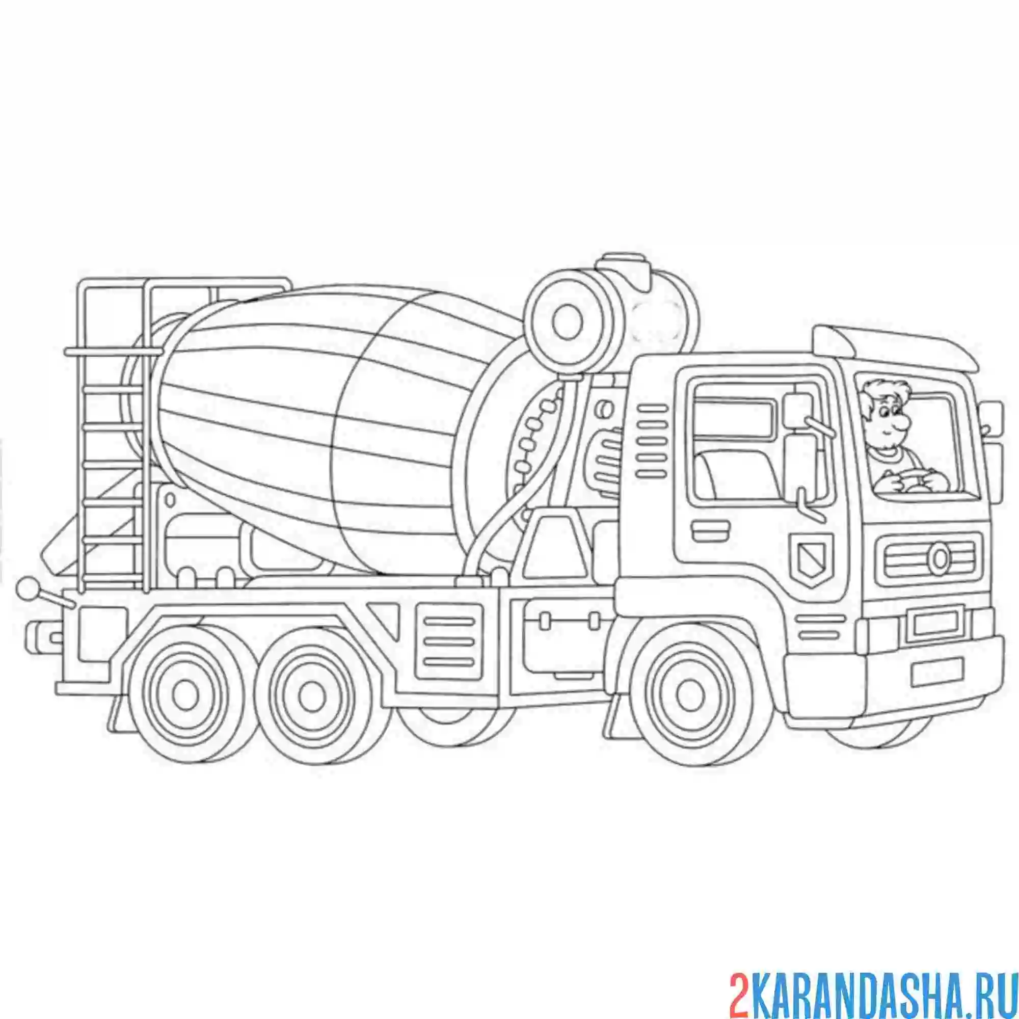 Раскраска профессия водитель бетономешалки