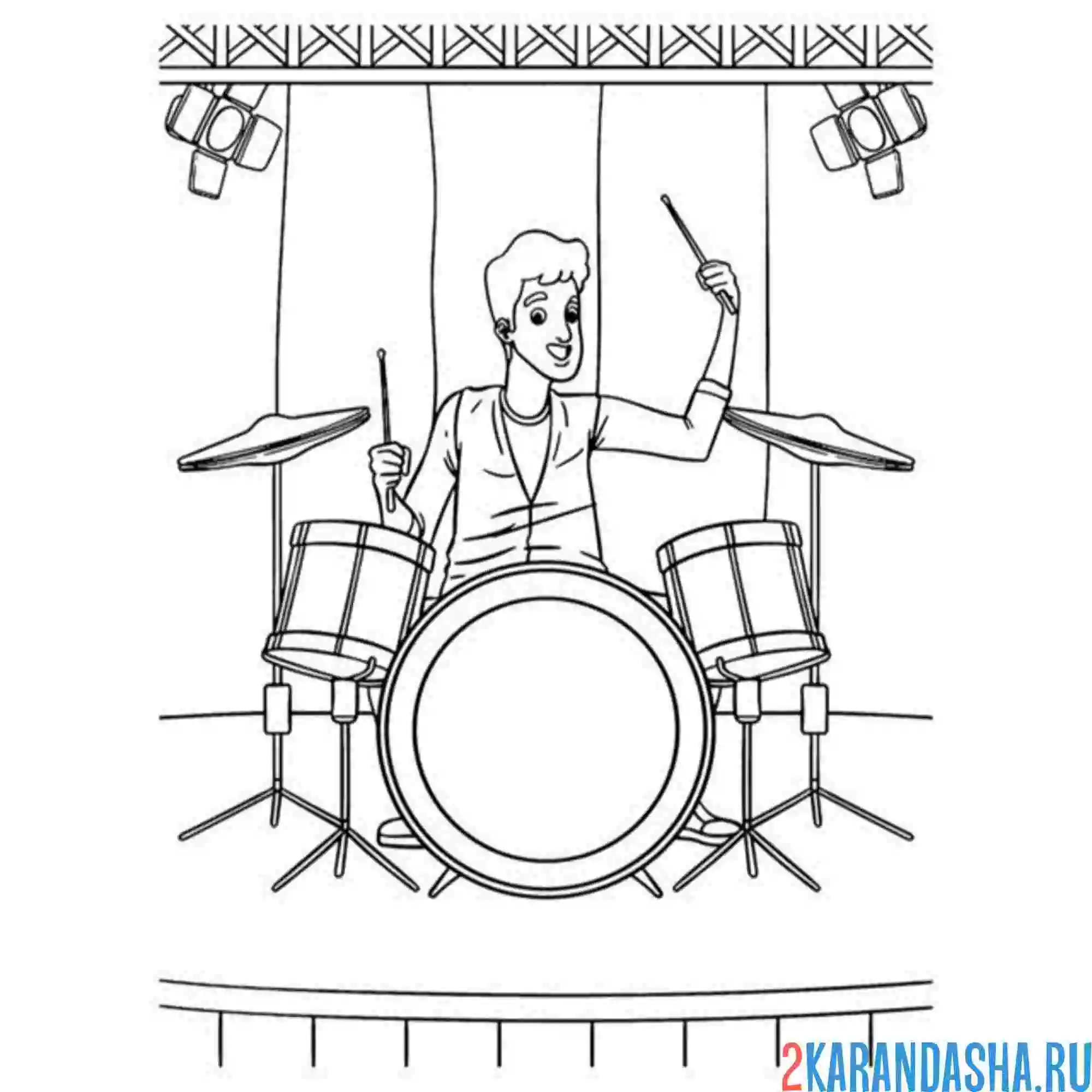 Раскраска профессия барабнщик
