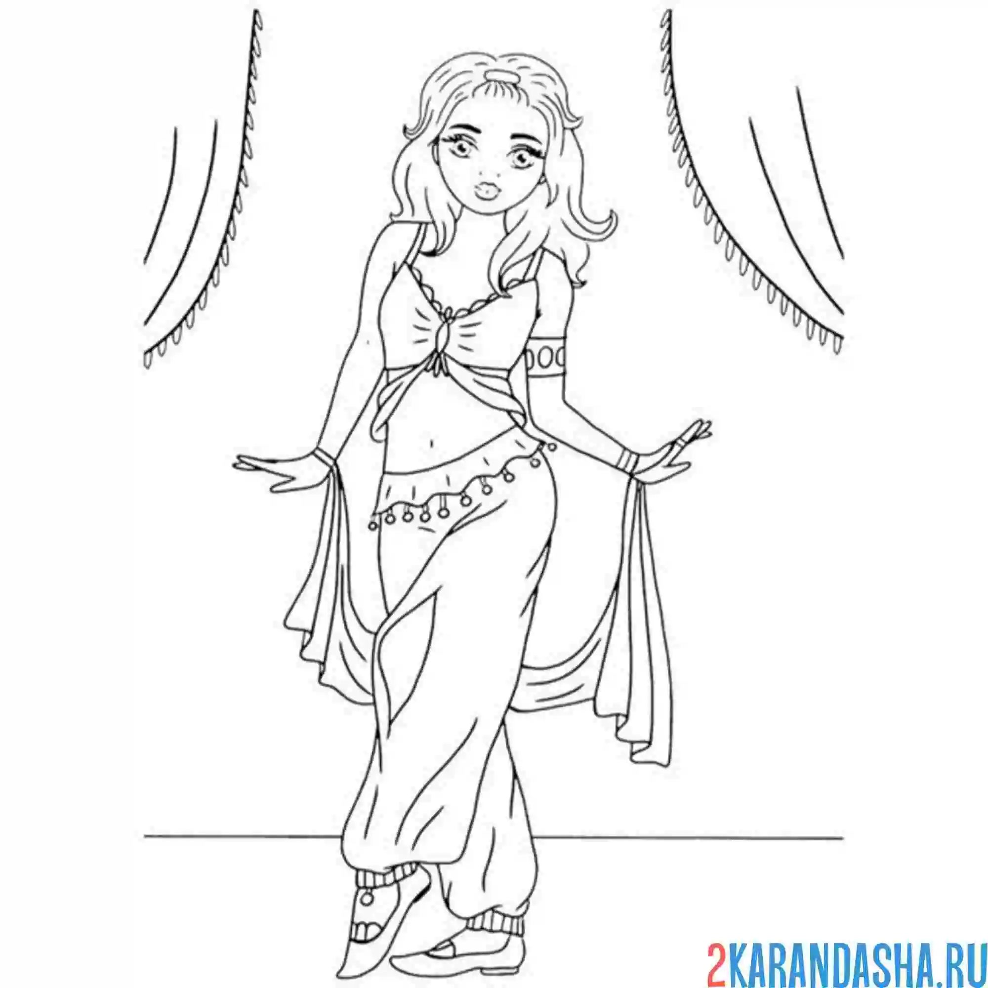 Раскраска профессия преподаватель восточных танцев