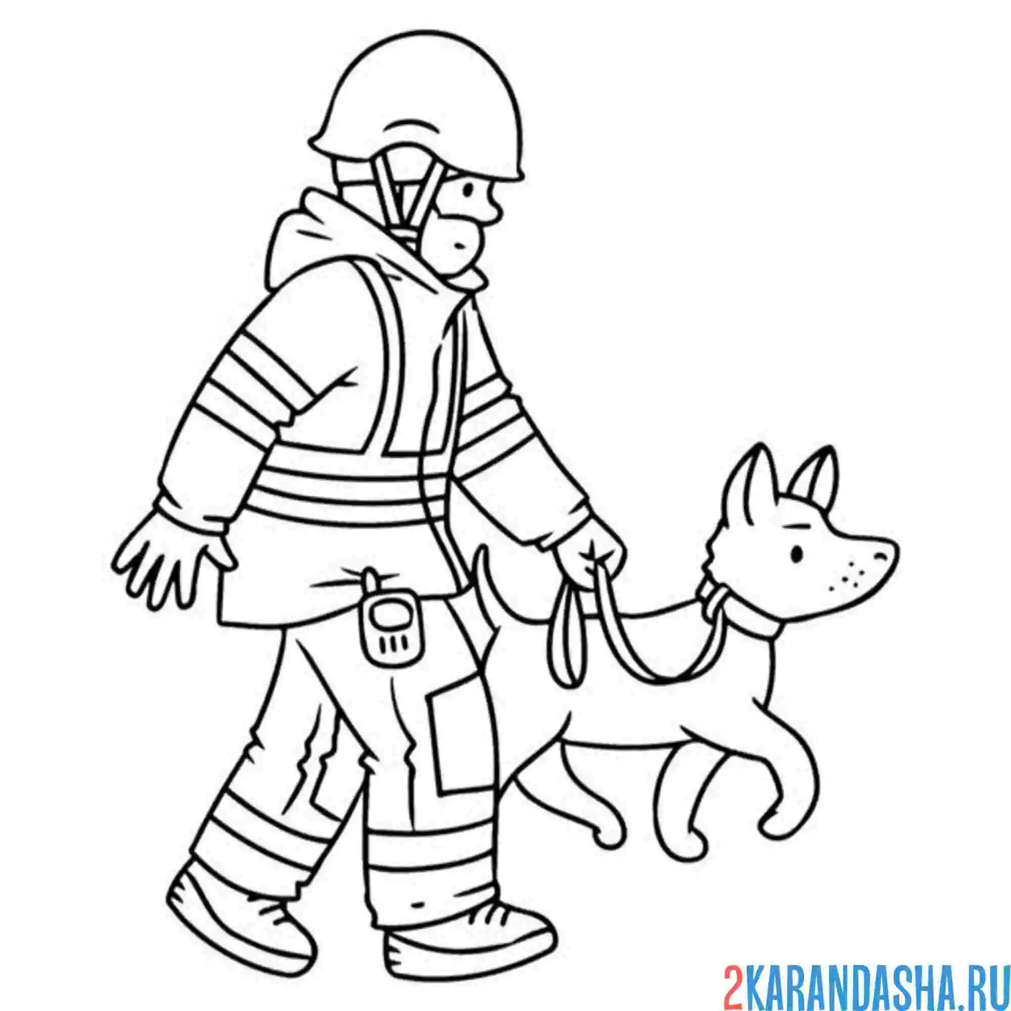 Раскраска спасатель поисковая собака