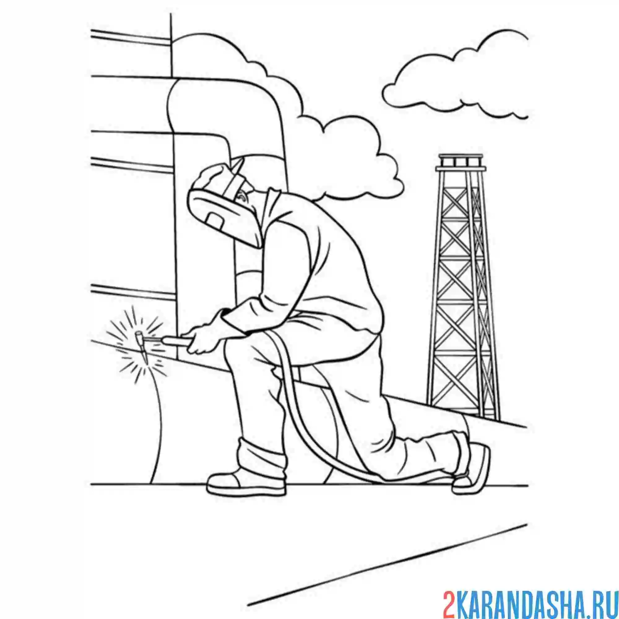 Раскраска профессия сварщик-аргонщик
