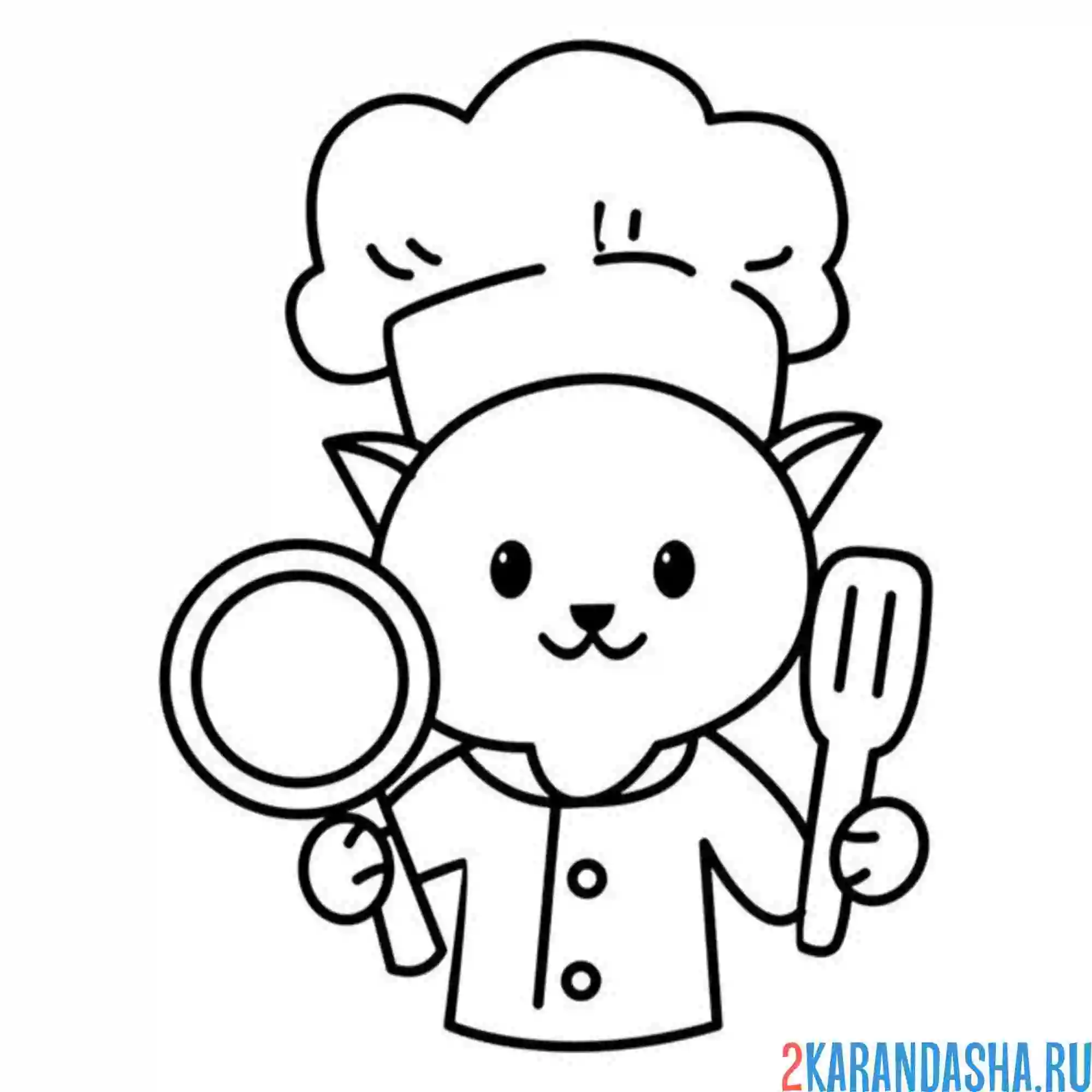 Раскраска повар-кот