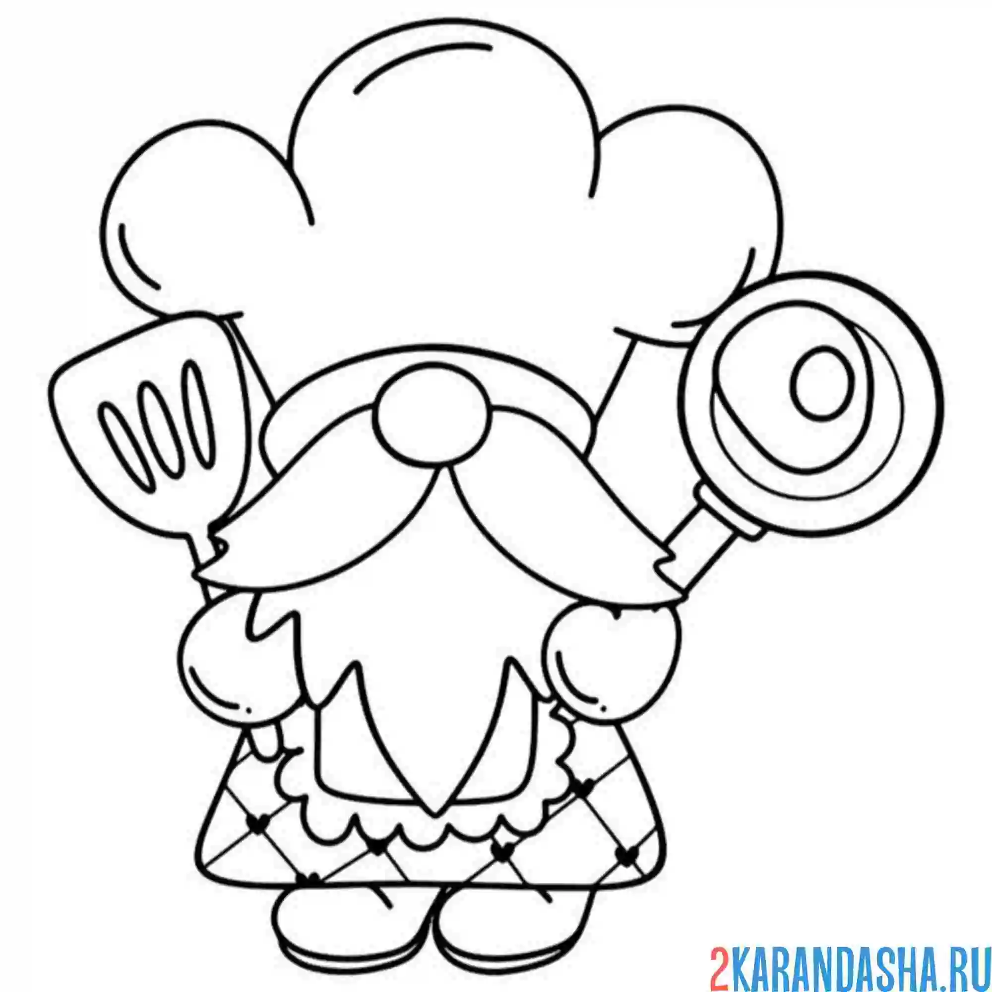 Раскраска гном повар