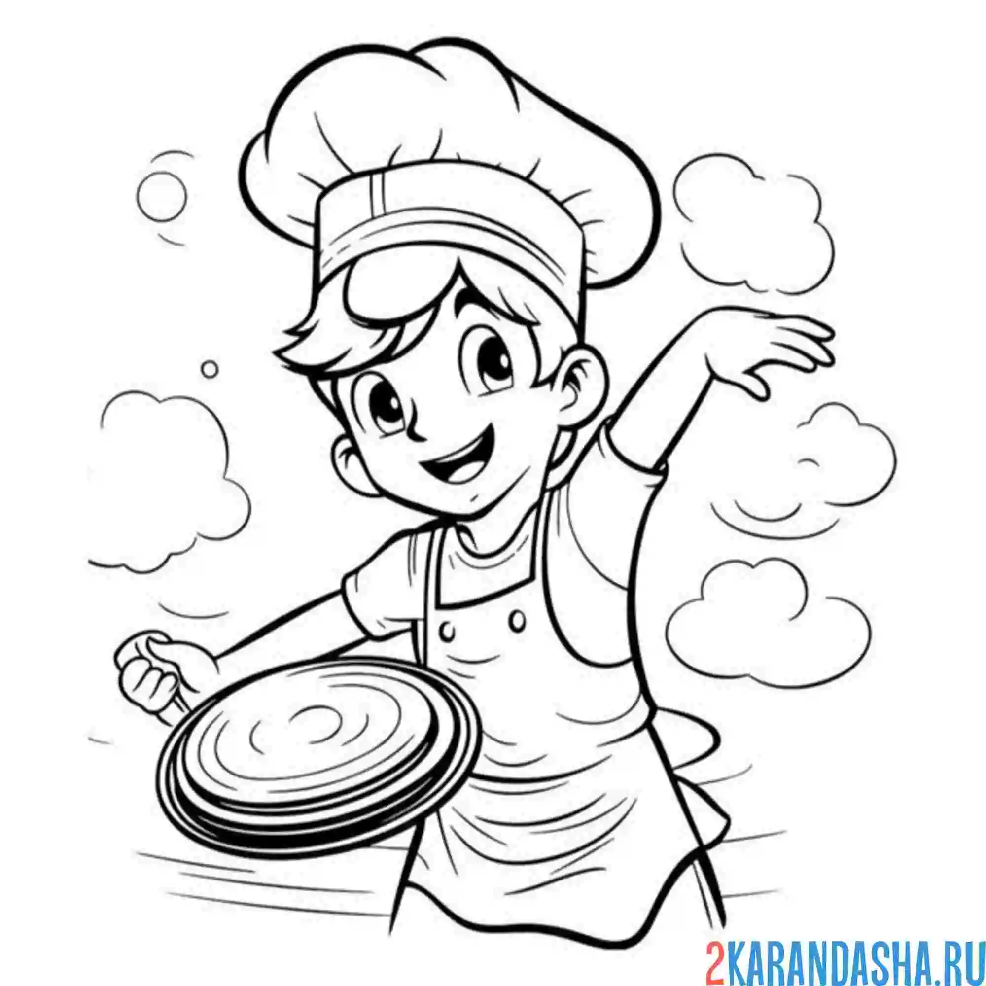 Раскраска юный повар