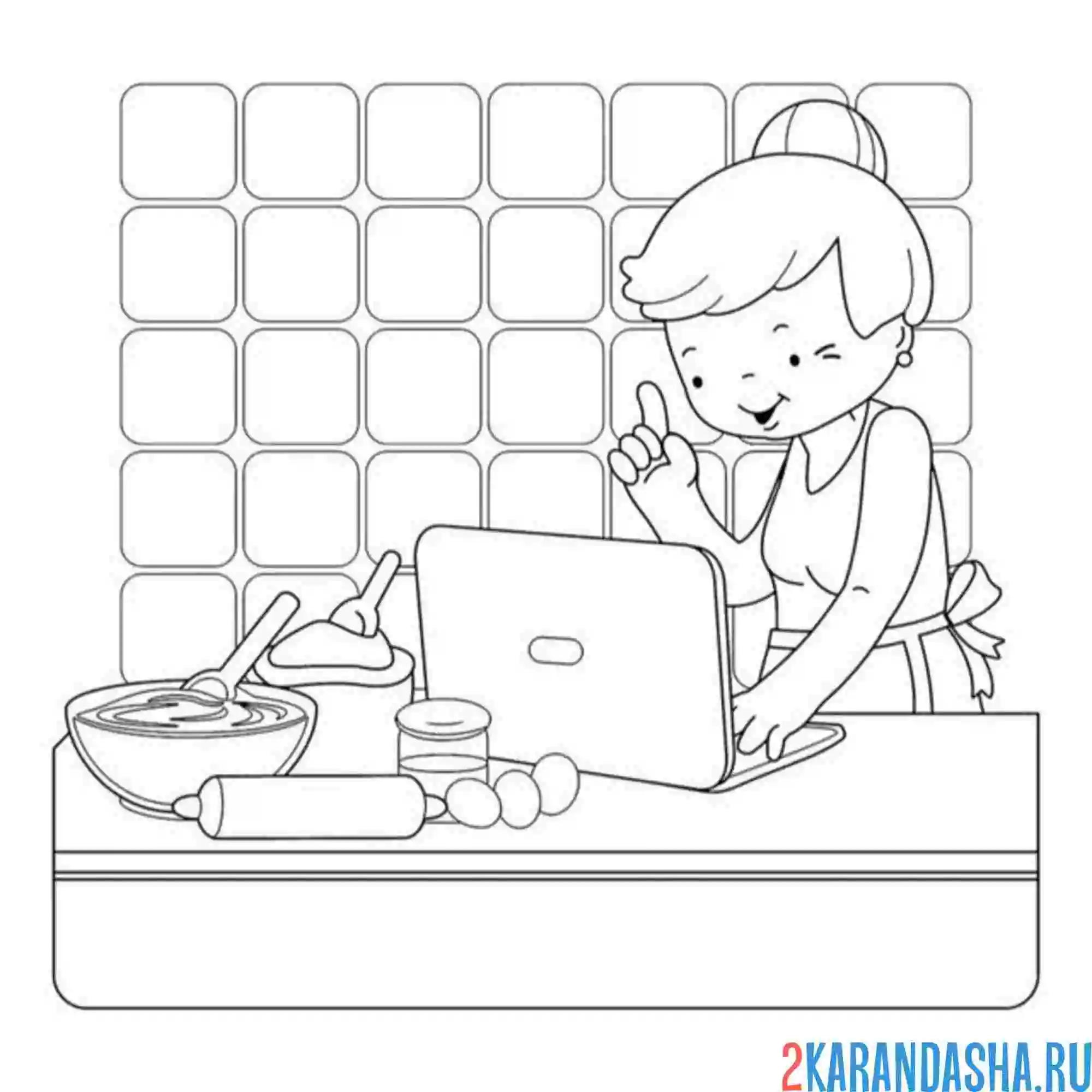Раскраска мама готовит