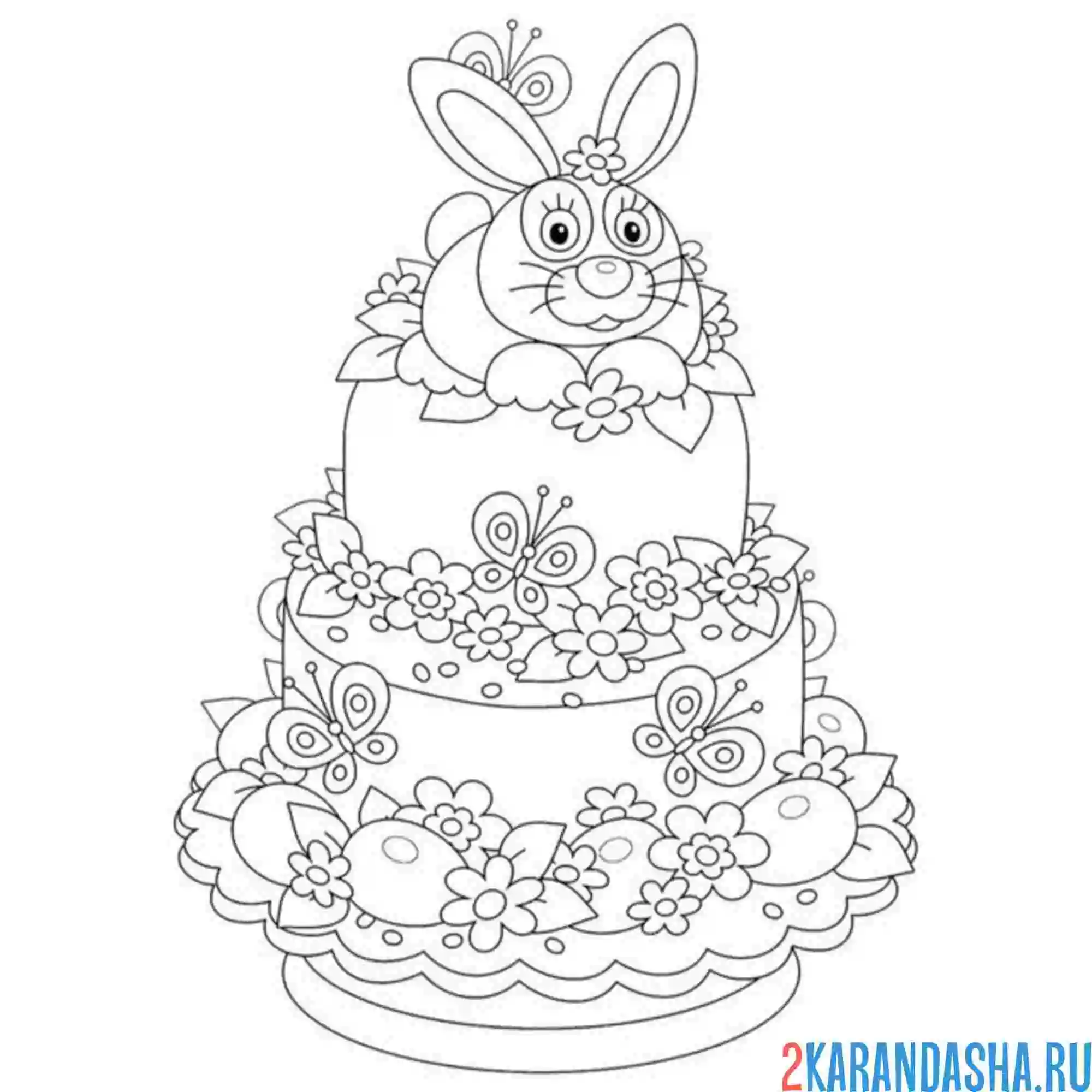Раскраска торт огромный