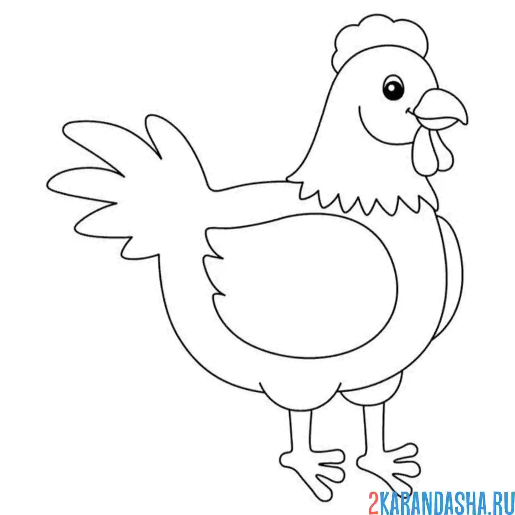 Раскраска курица улыбается