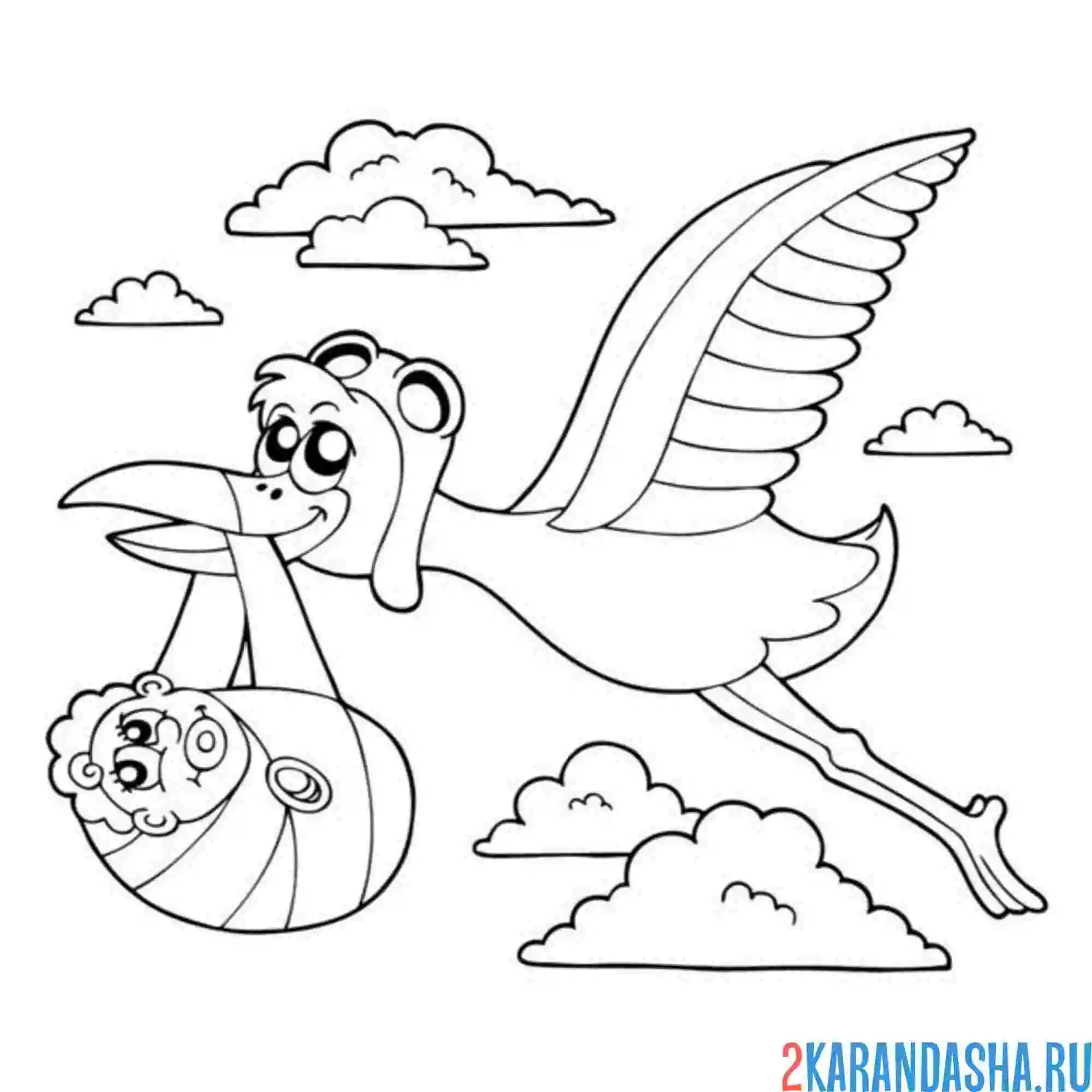 Раскраска аист-летчик