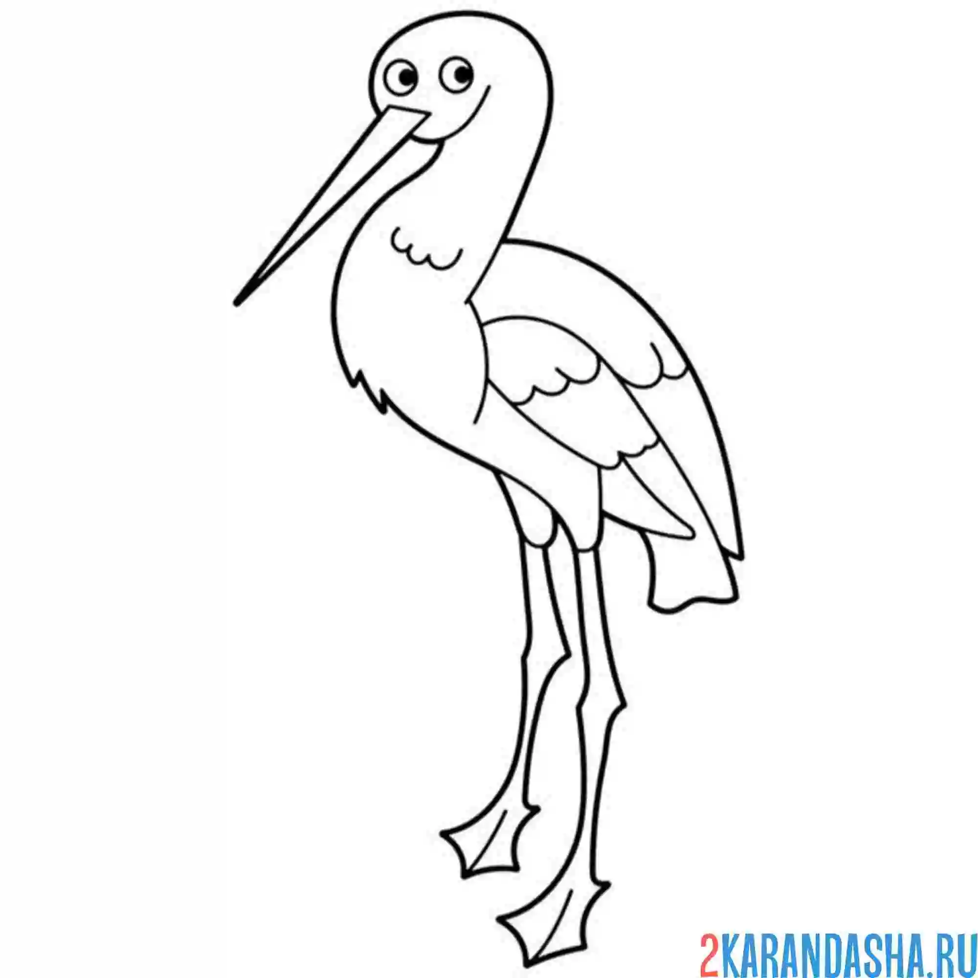 Раскраска одинокий аист