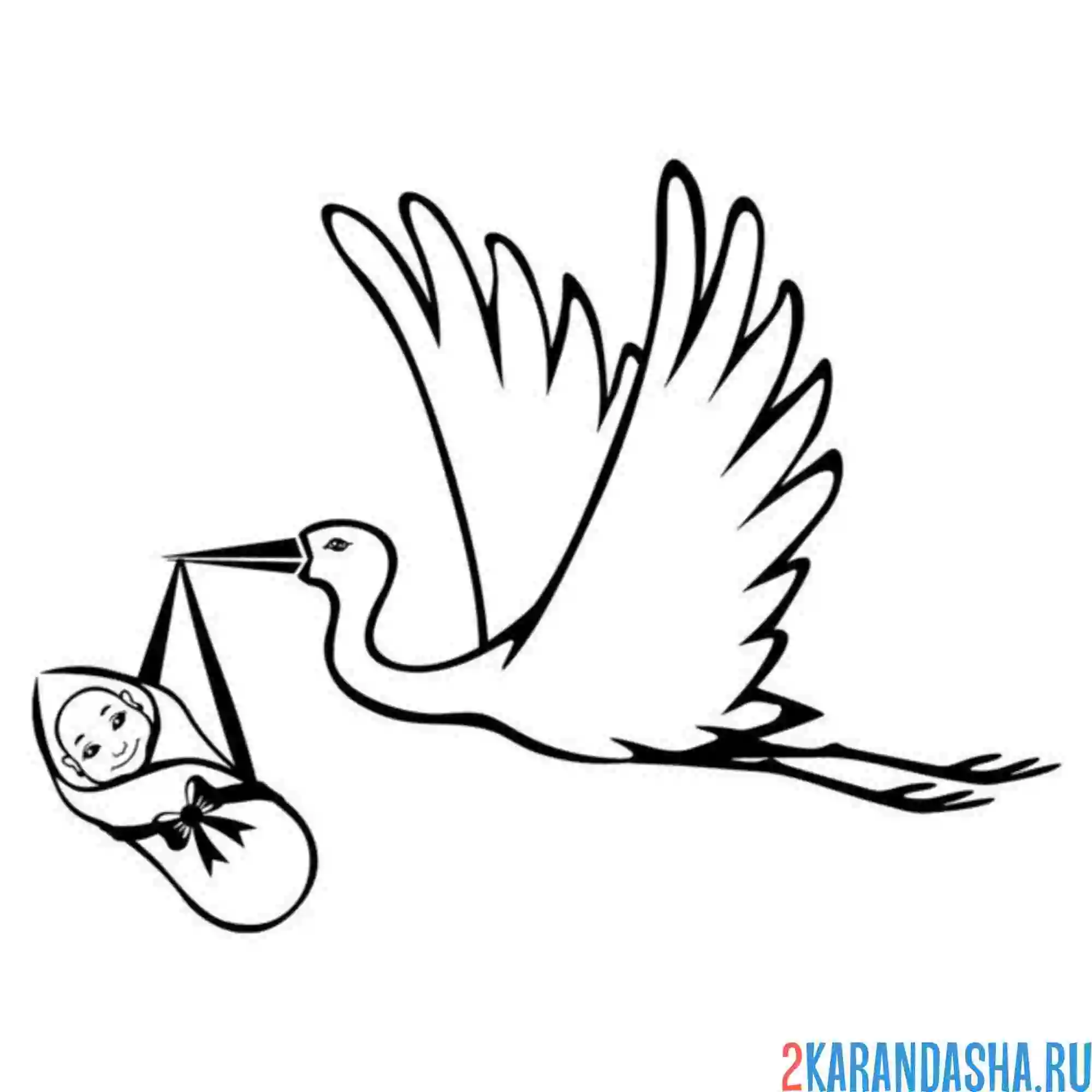 Раскраска аист и лялька