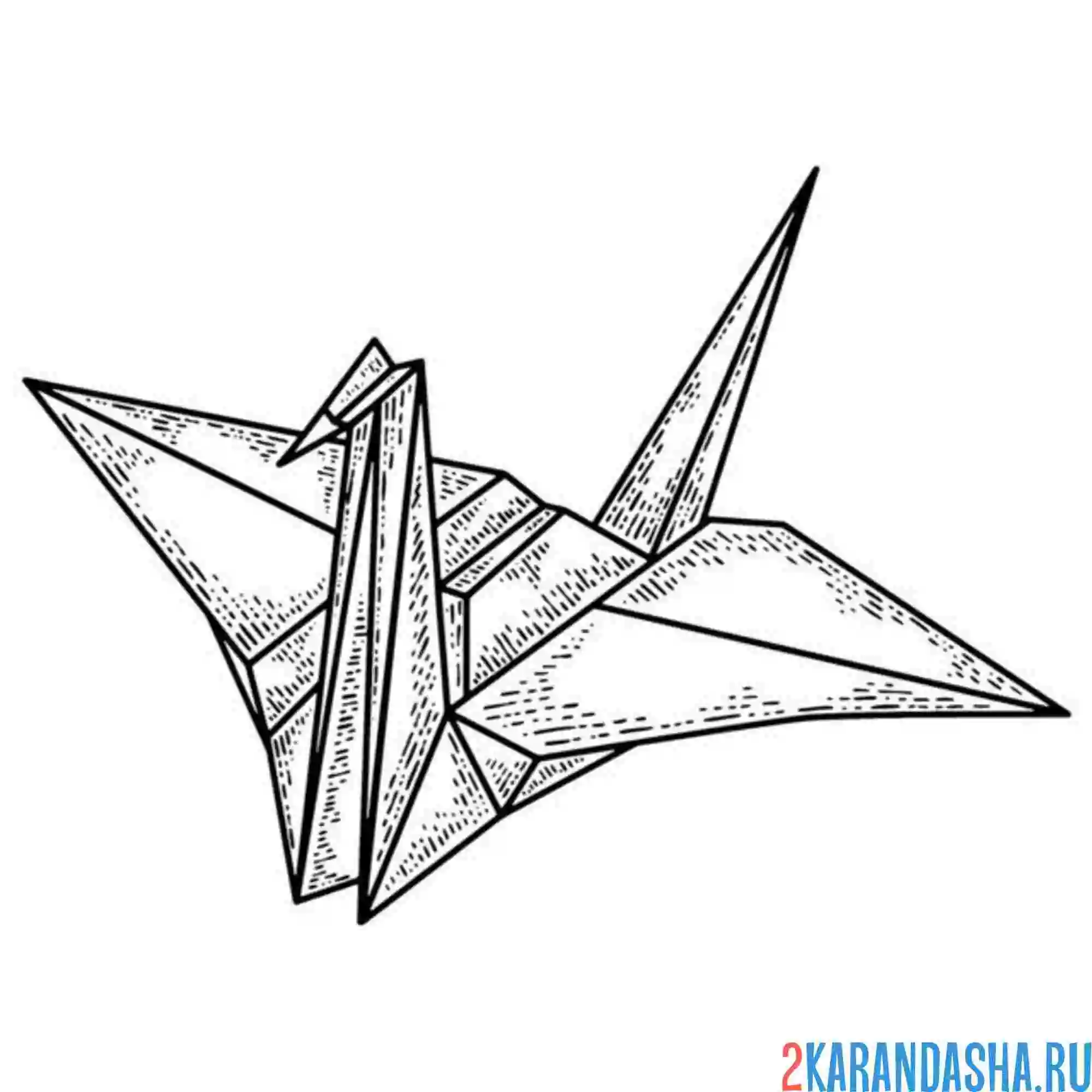 Раскраска журавль оригами из бумаги