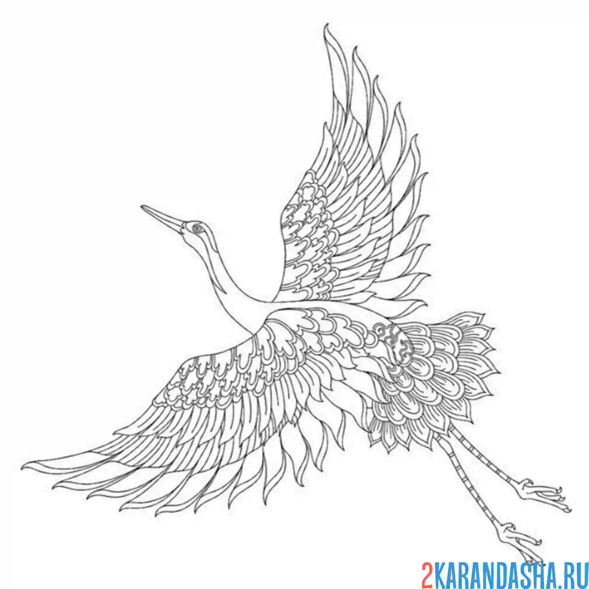 Раскраска журавль арт