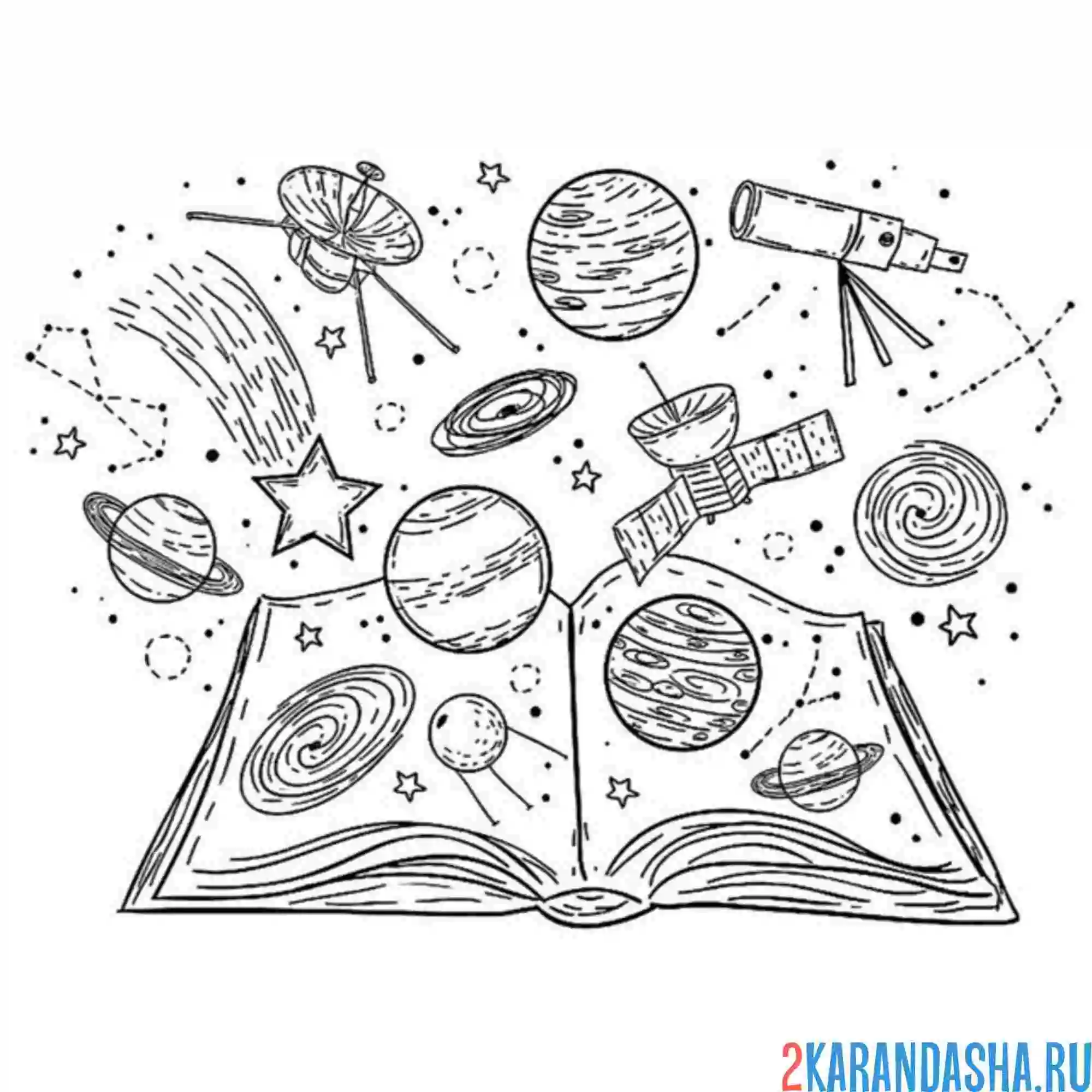 Раскраска книга астрономия